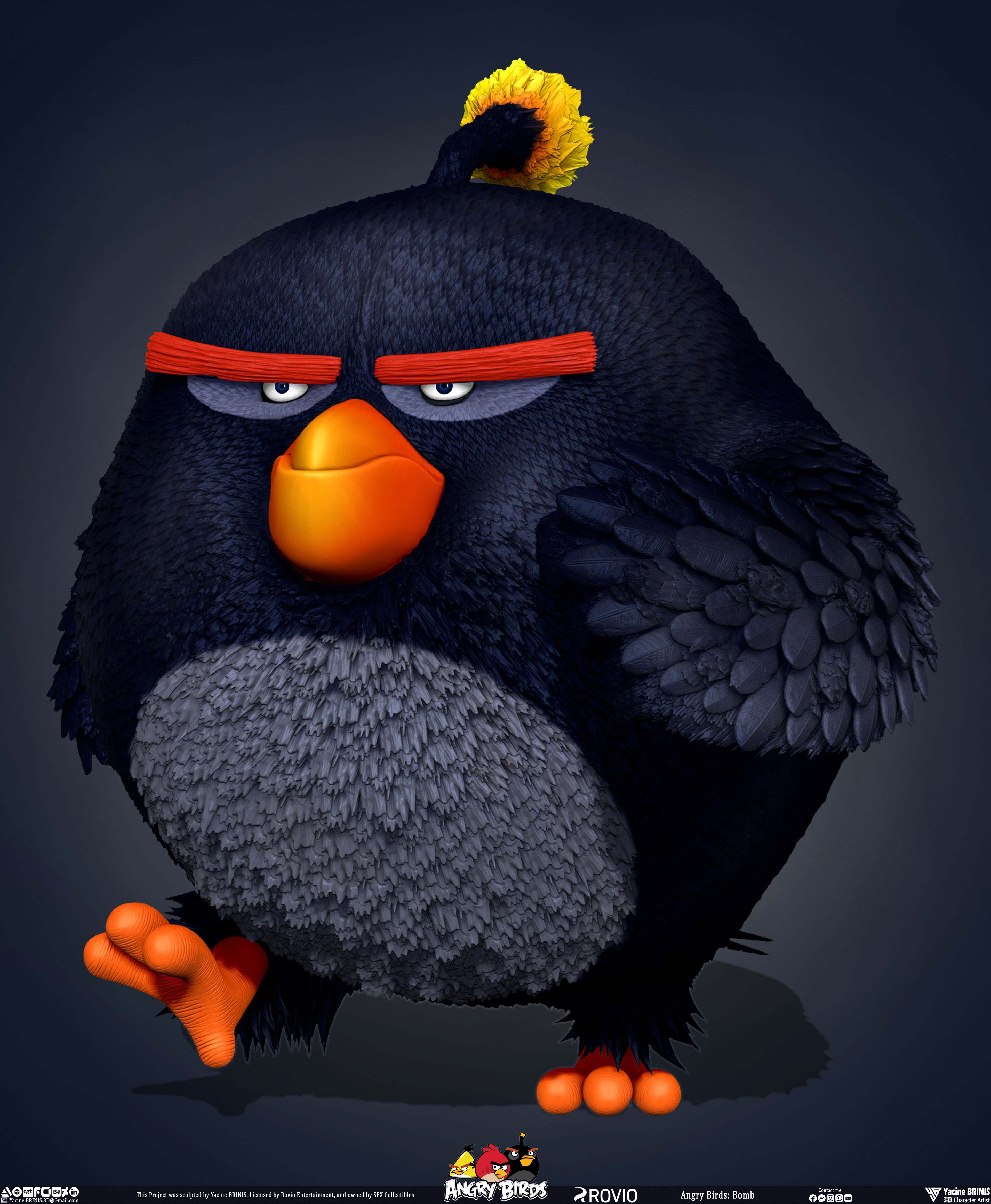 Bomb Angry Birds Rovio Entertainment, Sculpted By Yacine BRINIS 015