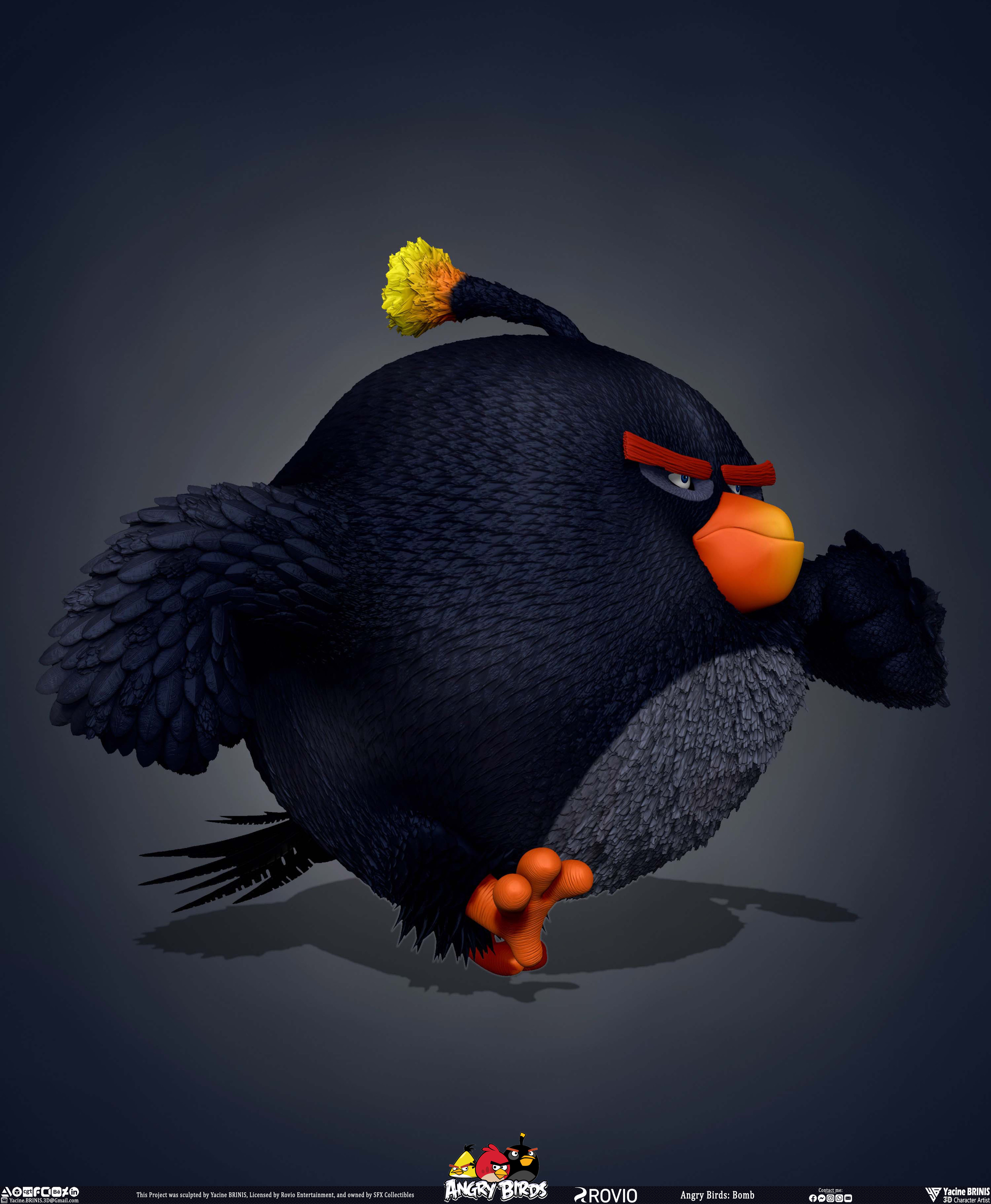 Bomb Angry Birds Rovio Entertainment, Sculpted By Yacine BRINIS 016