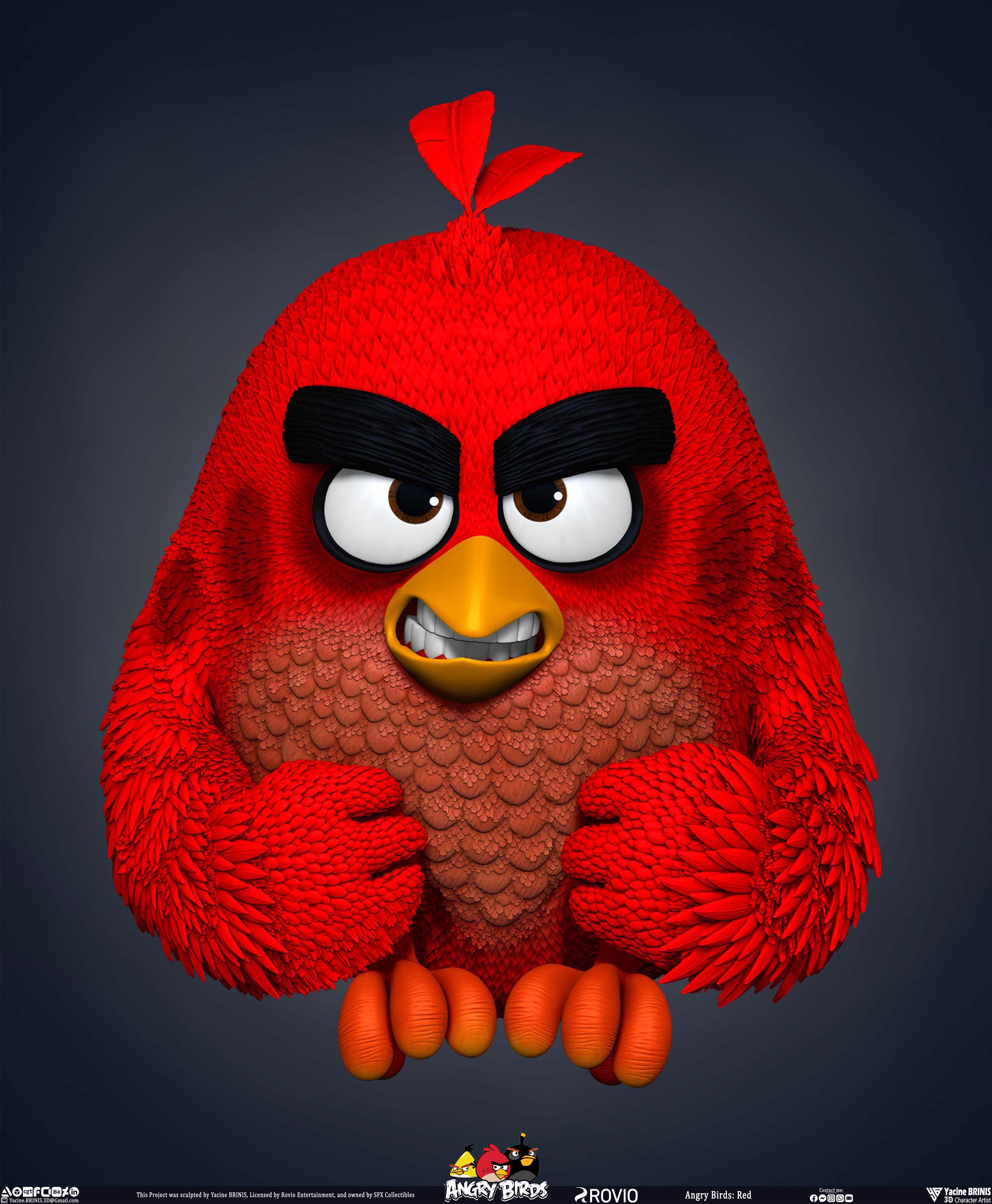 Red Angry Birds Rovio Entertainment sculpted By Yacine BRINIS 002