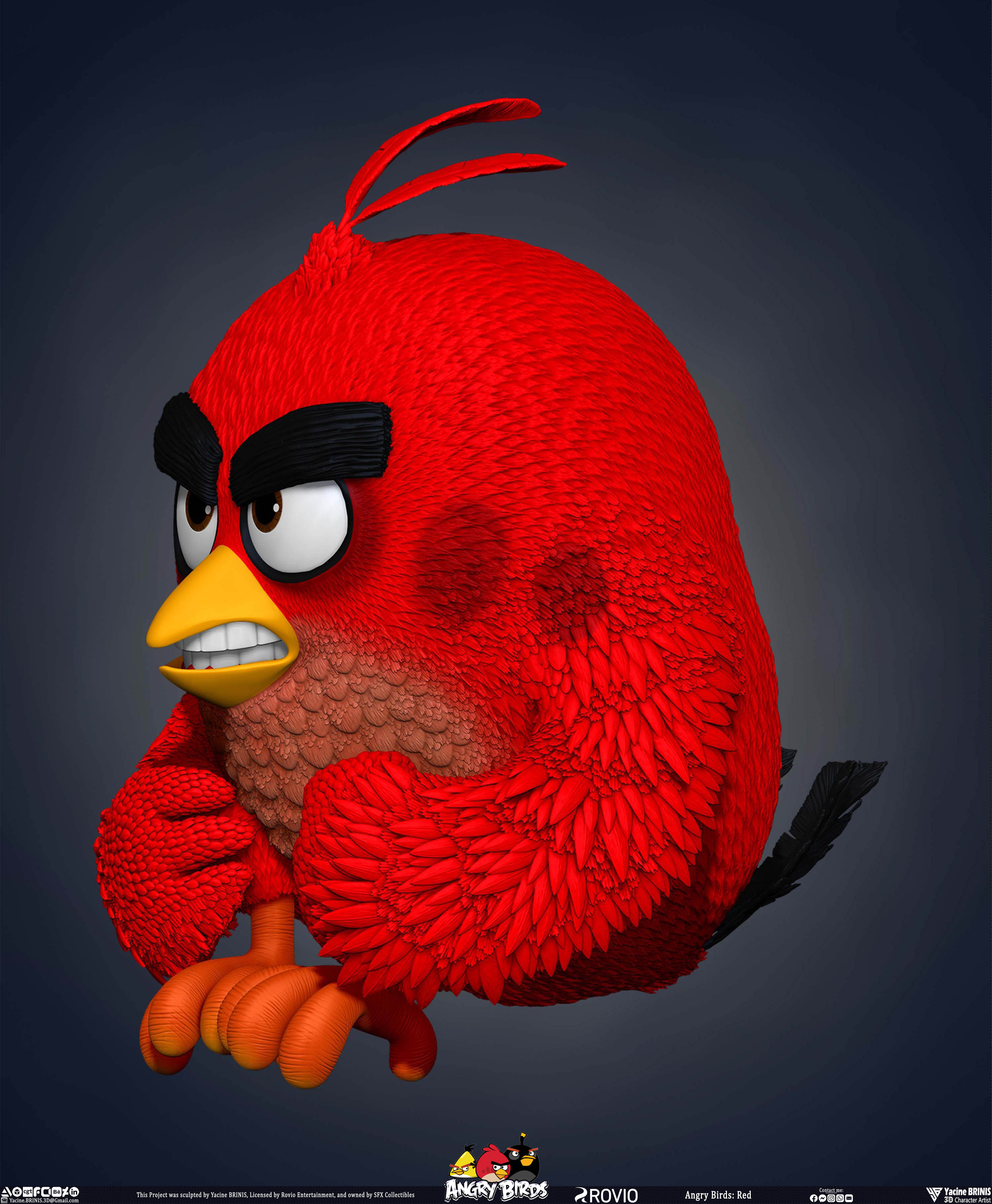 Red Angry Birds Rovio Entertainment sculpted By Yacine BRINIS 003