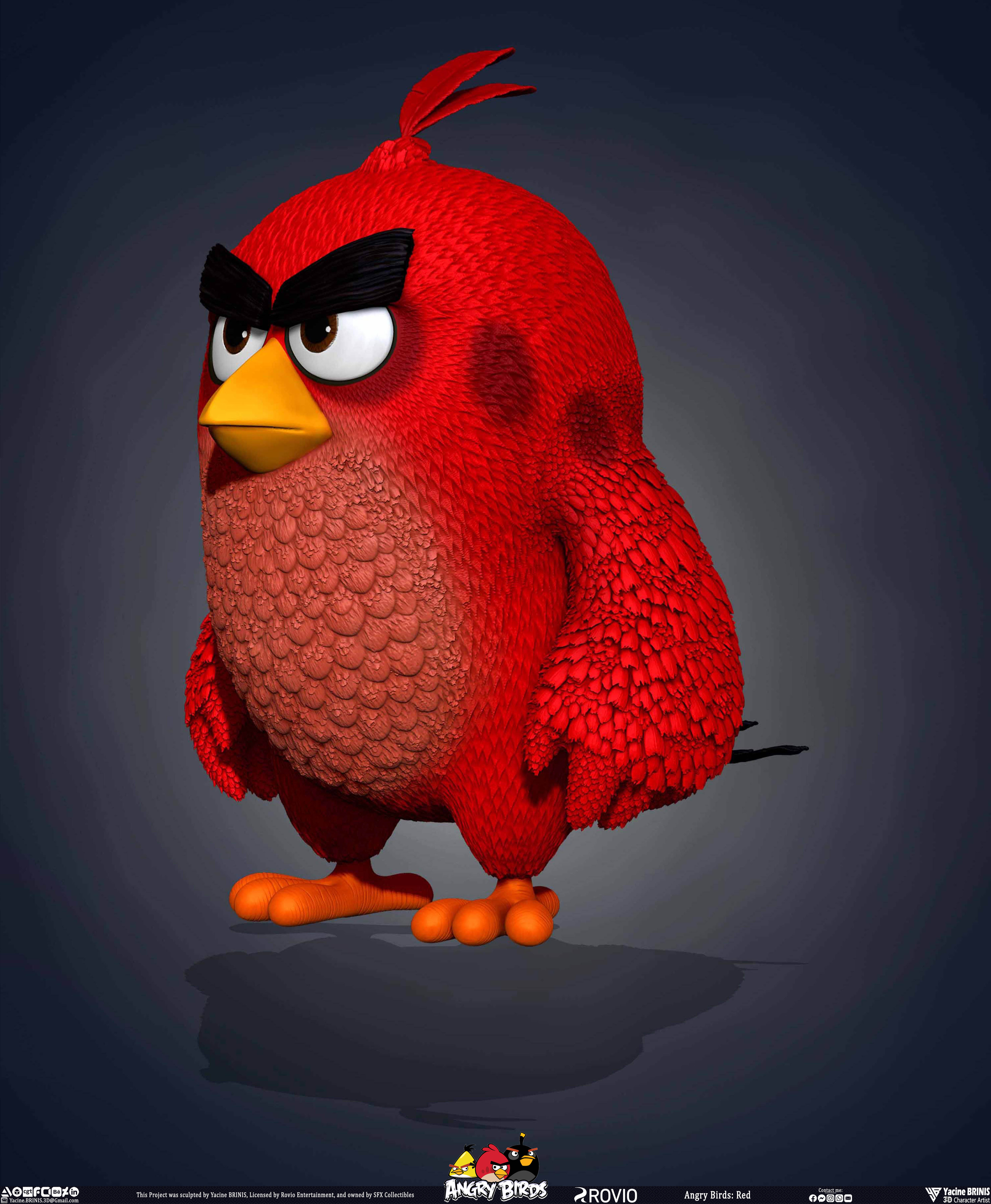 Red Angry Birds Rovio Entertainment sculpted By Yacine BRINIS 006