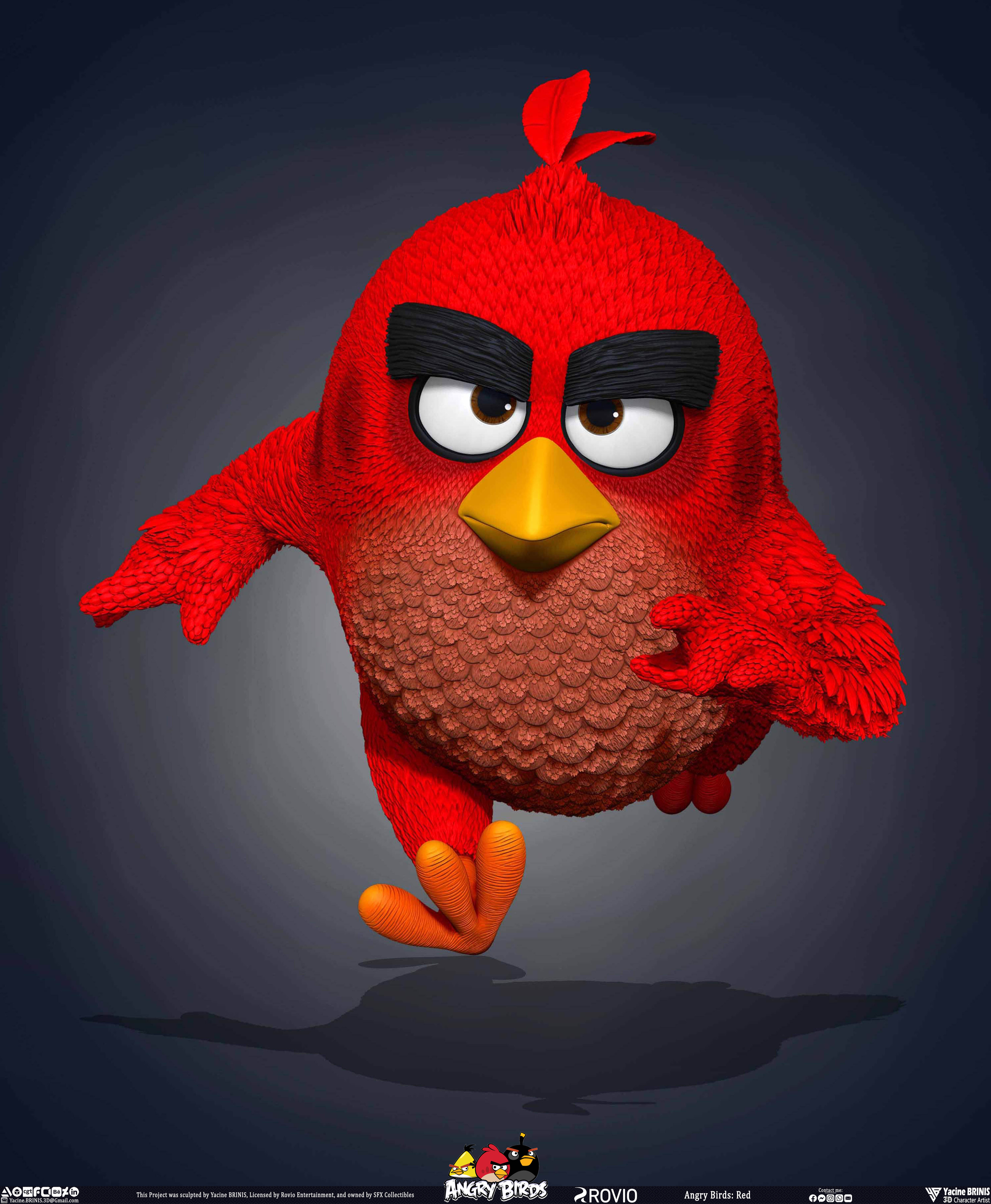 Red Angry Birds Rovio Entertainment sculpted By Yacine BRINIS 007