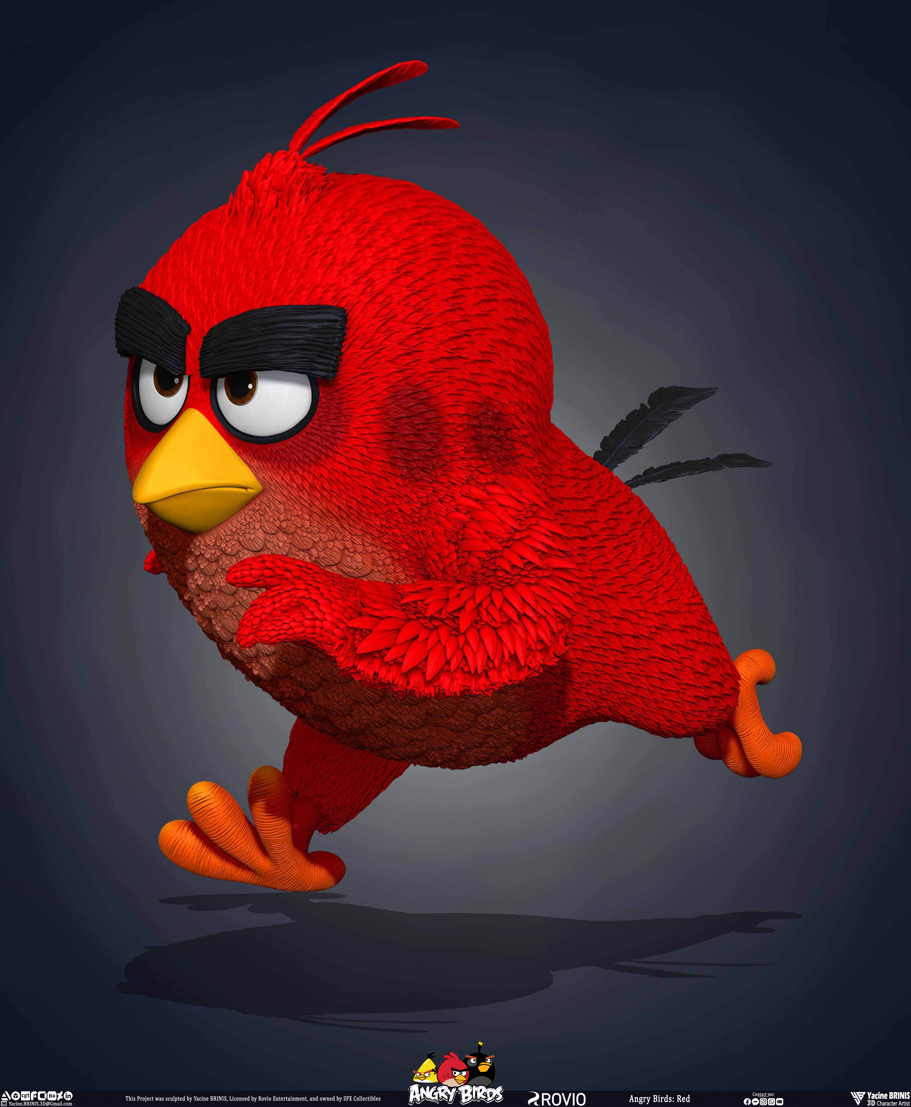 Red Angry Birds Rovio Entertainment sculpted By Yacine BRINIS 008