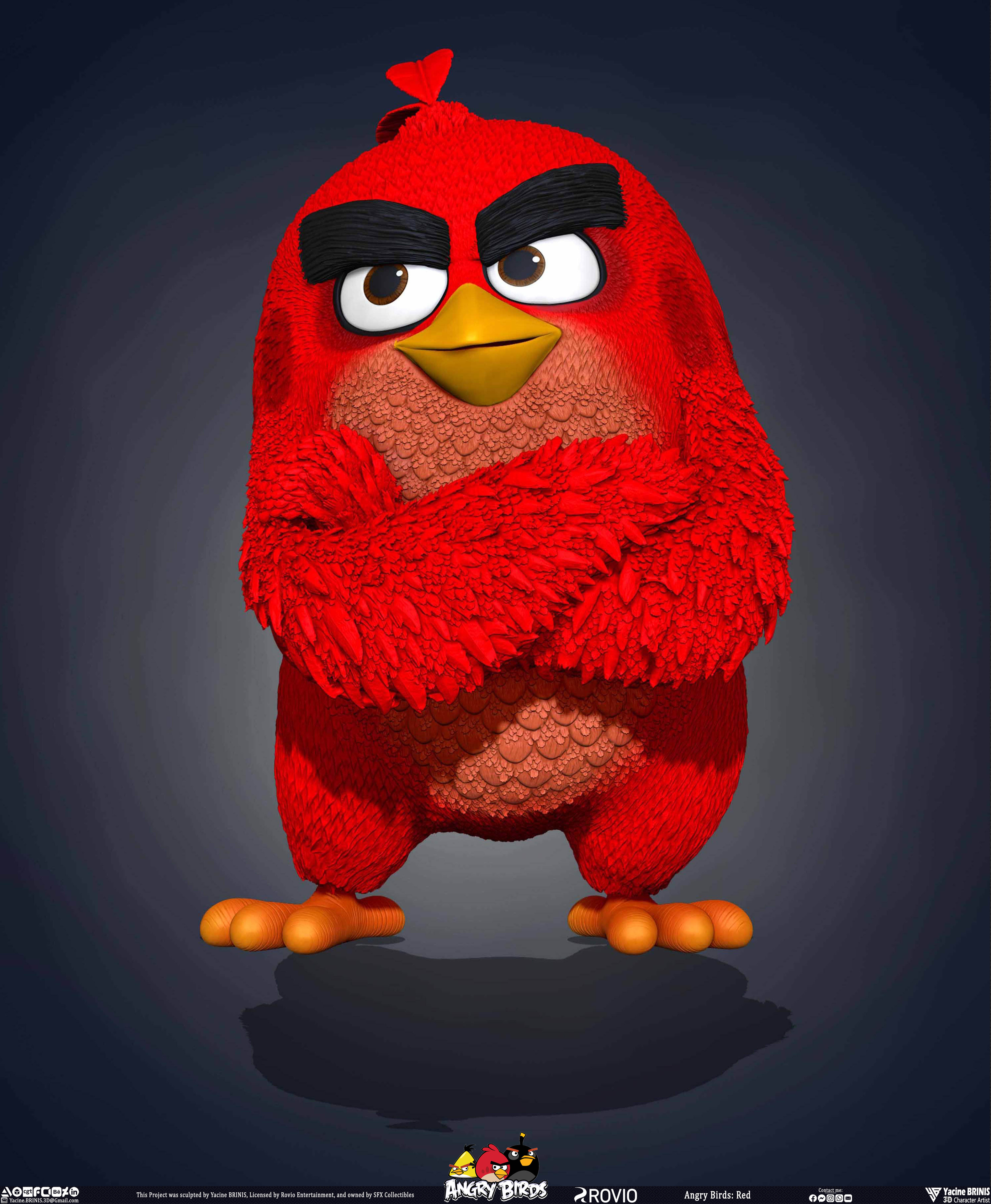 Red Angry Birds Rovio Entertainment sculpted By Yacine BRINIS 010