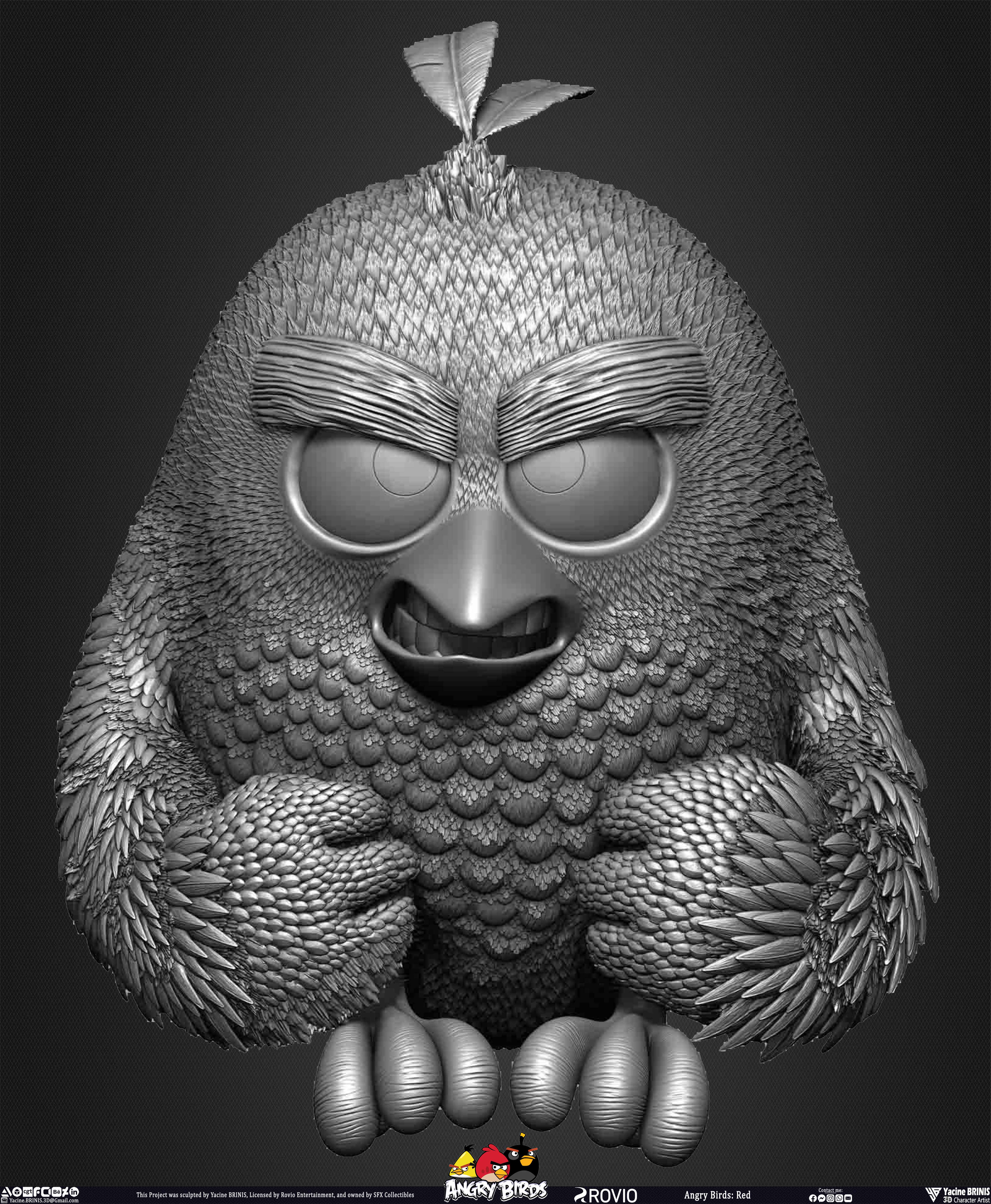 Red Angry Birds Rovio Entertainment sculpted By Yacine BRINIS 013