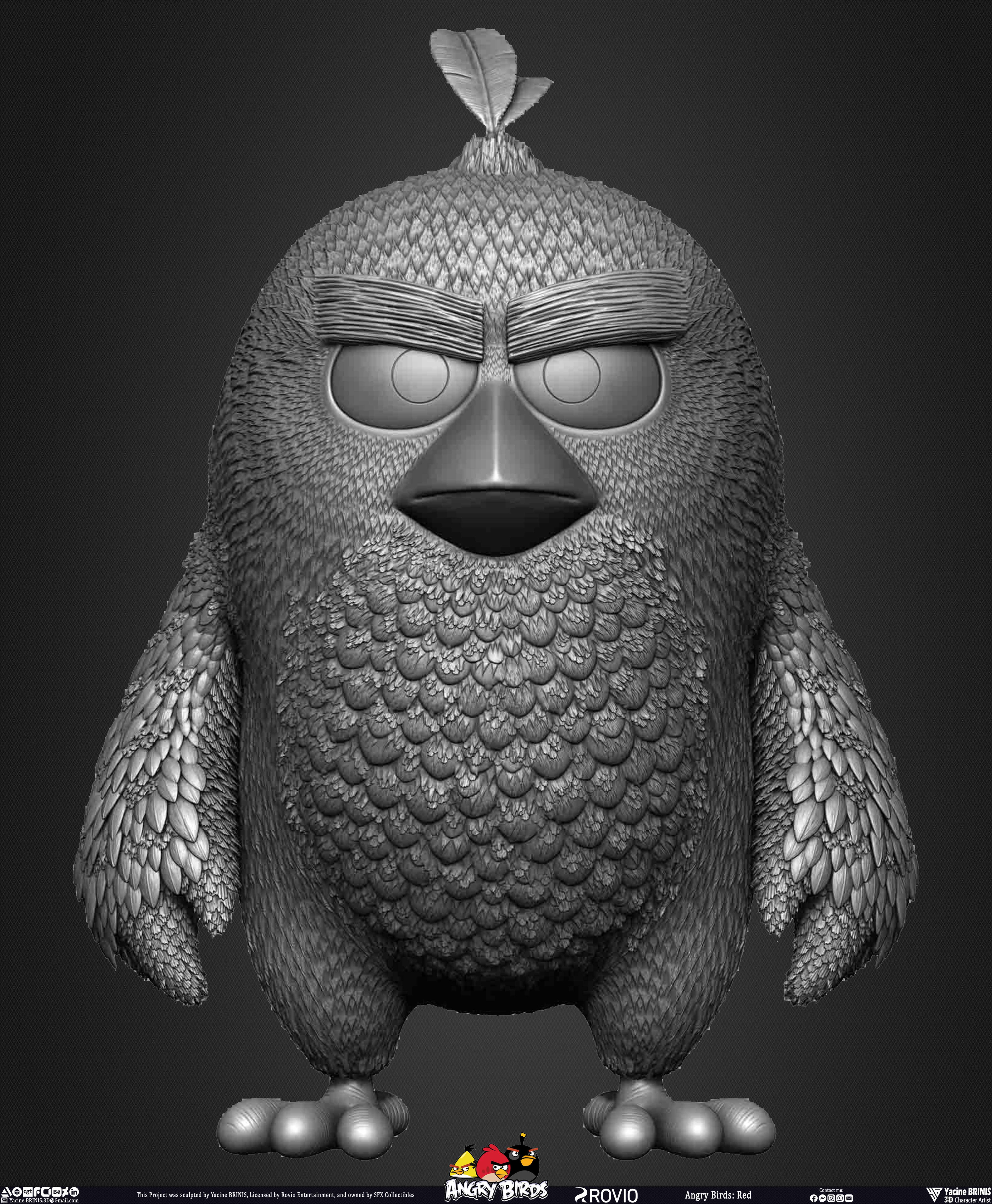 Red Angry Birds Rovio Entertainment sculpted By Yacine BRINIS 014
