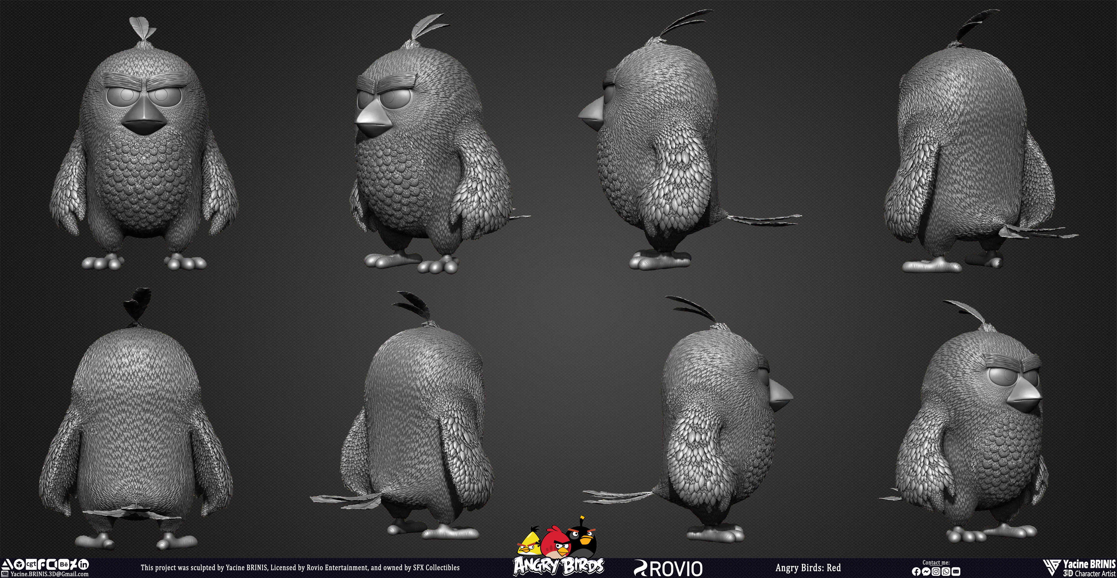 Red Angry Birds Rovio Entertainment sculpted By Yacine BRINIS 018