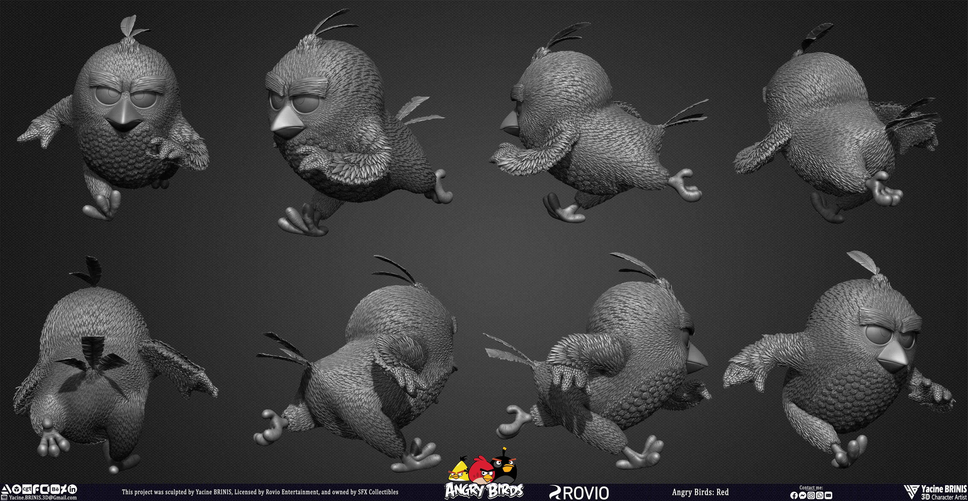 Red Angry Birds Rovio Entertainment sculpted By Yacine BRINIS 019