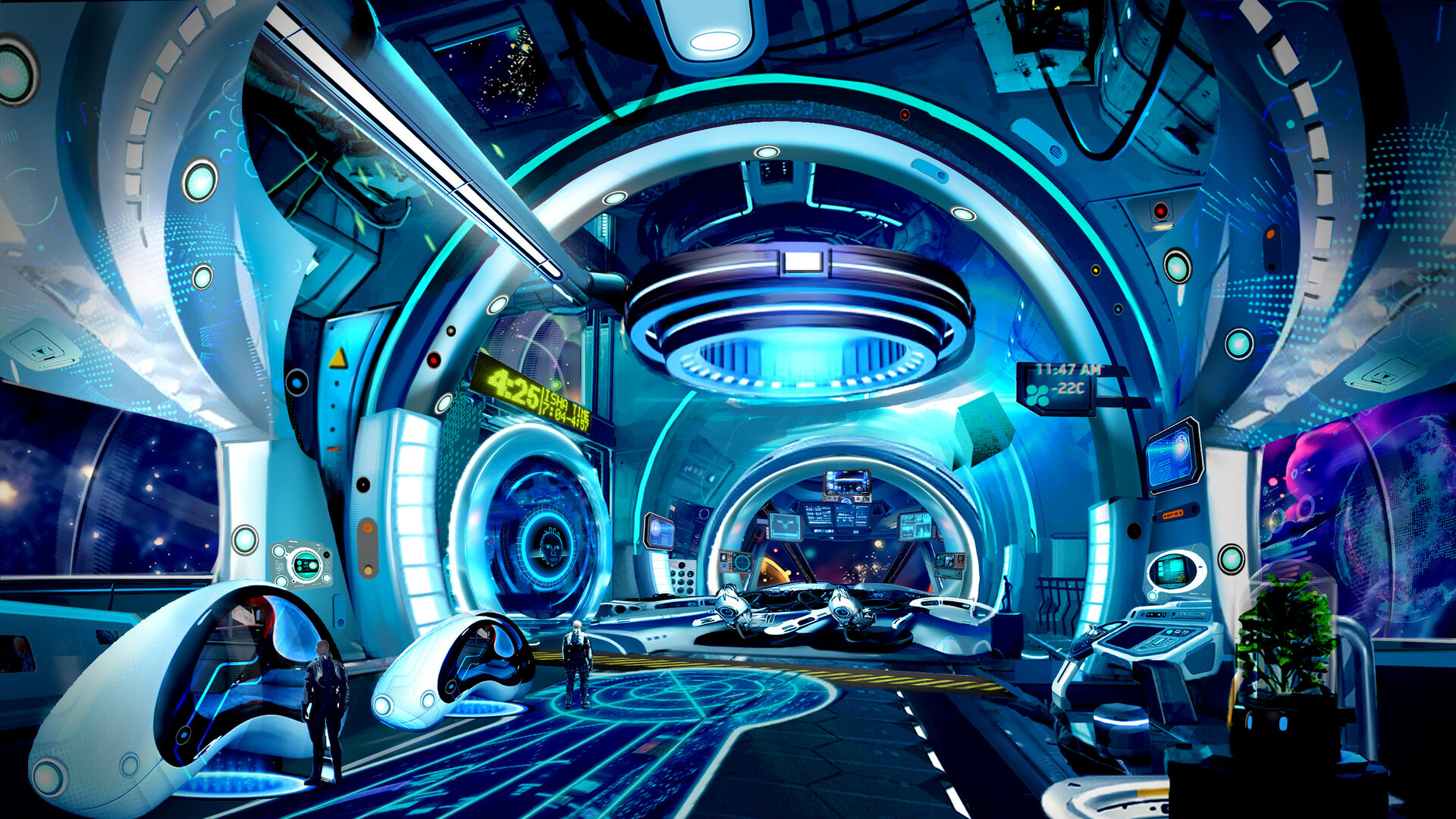 ArtStation - Sci-fi futuristic Environment of a room from a spaceship