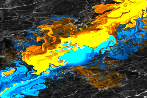 purchase version 1 prints here:  https://donlawrenceart.artstation.com/store/prints/OQdEZ/blue-and-yellow-fluid-pour-with-marble-abstract-art-1
