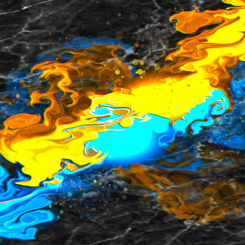 Blue Yellow and marble texture fluid abstract collection