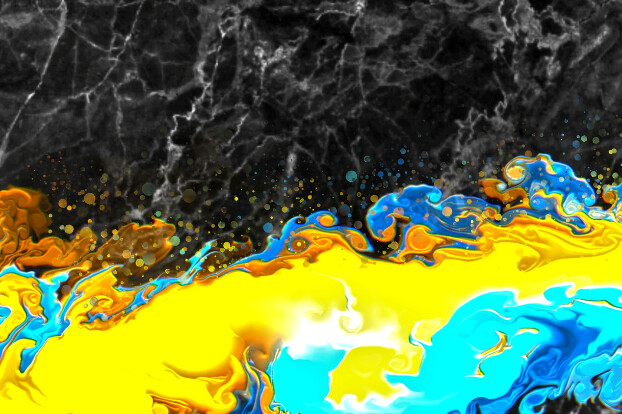 purchase version 5 prints here:  https://donlawrenceart.artstation.com/store/prints/GdL9M/blue-and-yellow-fluid-pour-with-marble-abstract-art-5