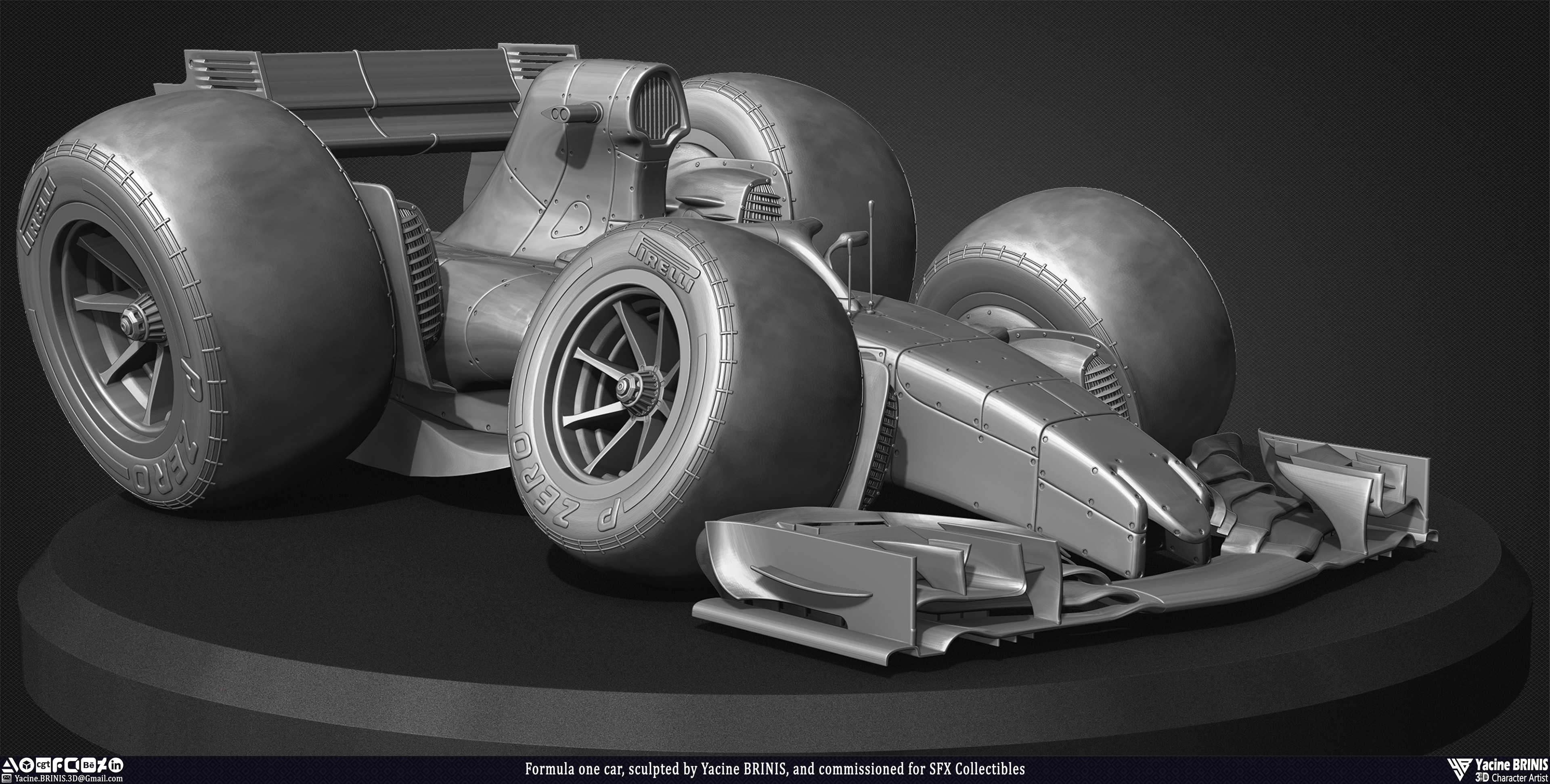 Formula One Car stylized sport car sculpted by Yacine BRINIS 002