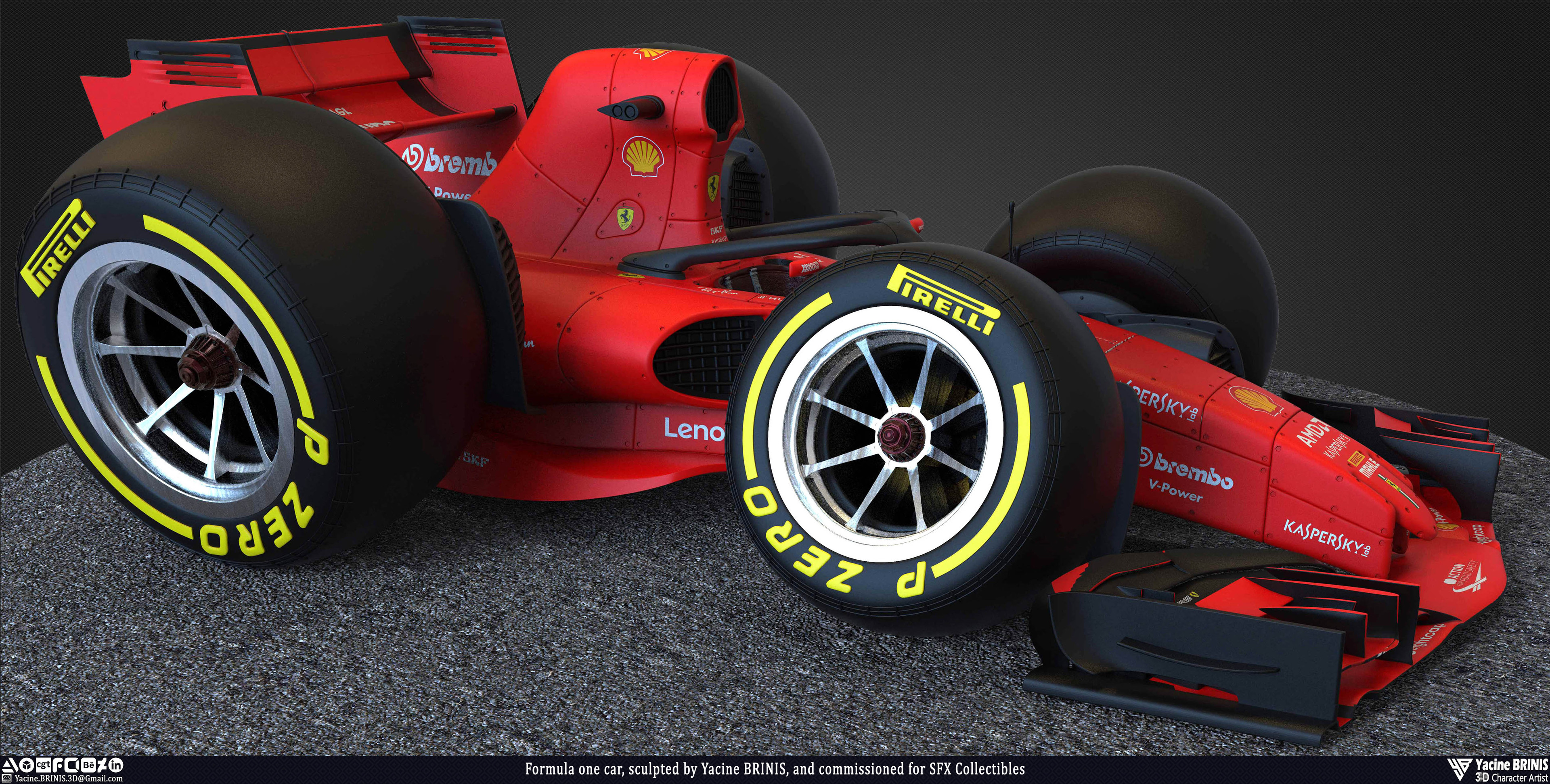 Formula One Car stylized sport car sculpted by Yacine BRINIS 011