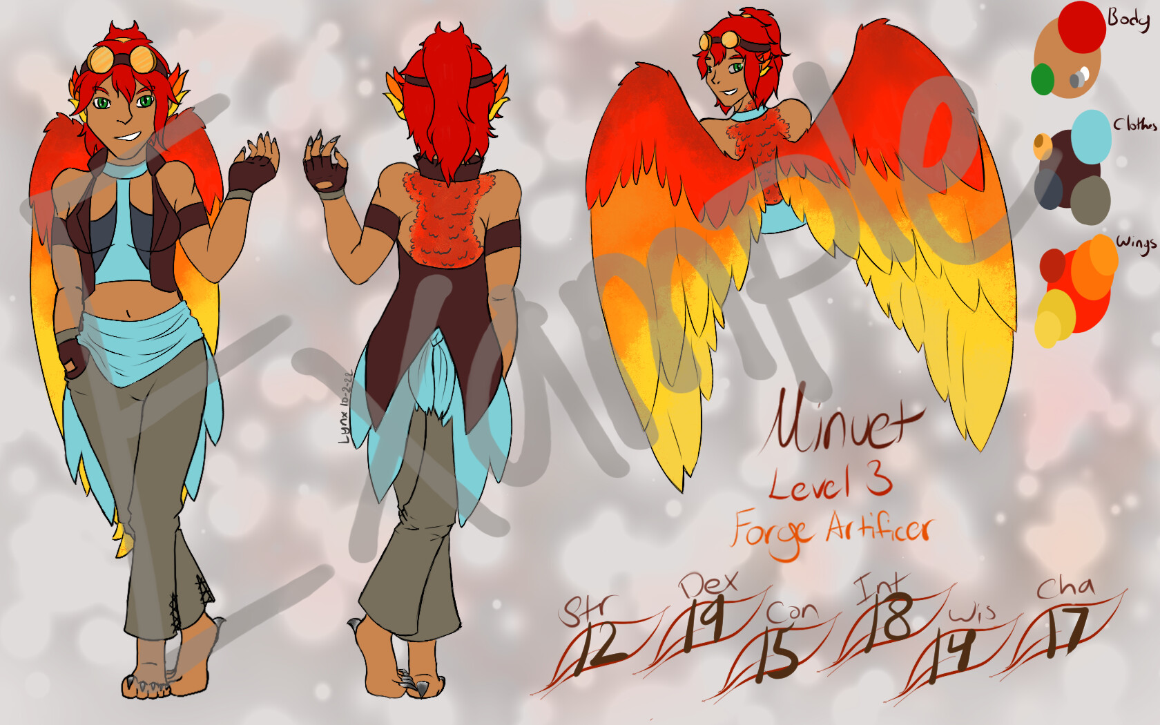 Lynx Character Sheet examples Filled in