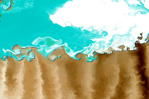 purchase version 5 prints here:  https://donlawrenceart.artstation.com/store/prints/Md6jG/blue-and-white-fluid-pour-beach-abstract-art-5