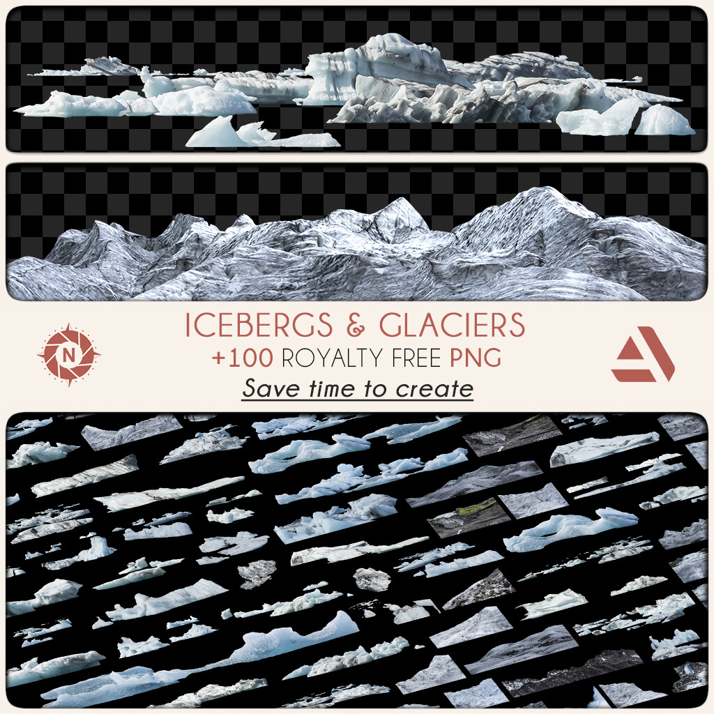 PNG Photo Pack: Icebergs &amp; Glaciers - Iceland

https://www.artstation.com/a/21135772