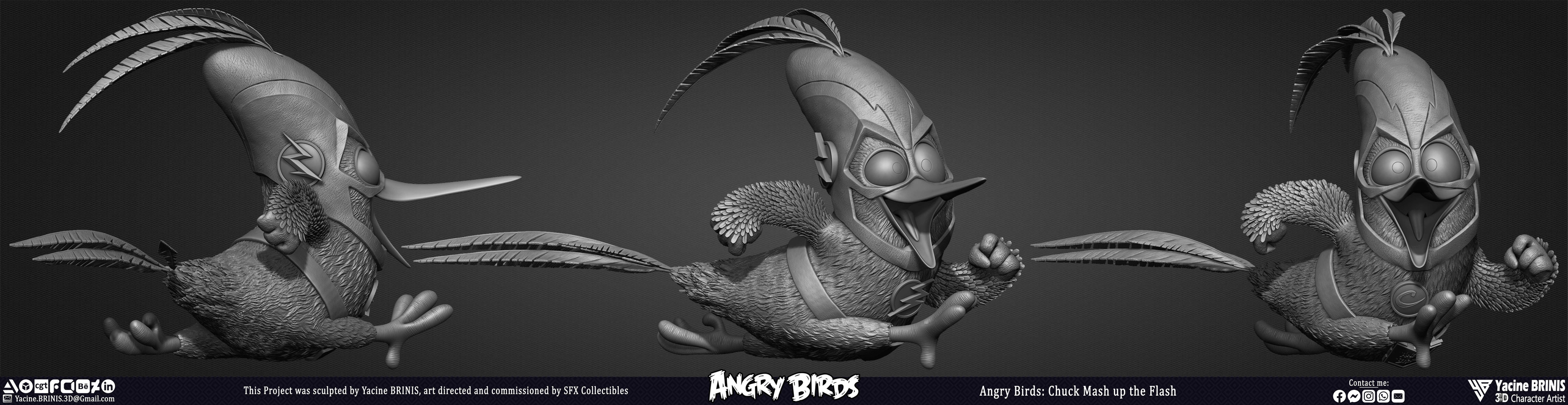 Chuck Running The Flash Angry Birds Movie 02 Rovio sculpted by Yacine BRINIS 002