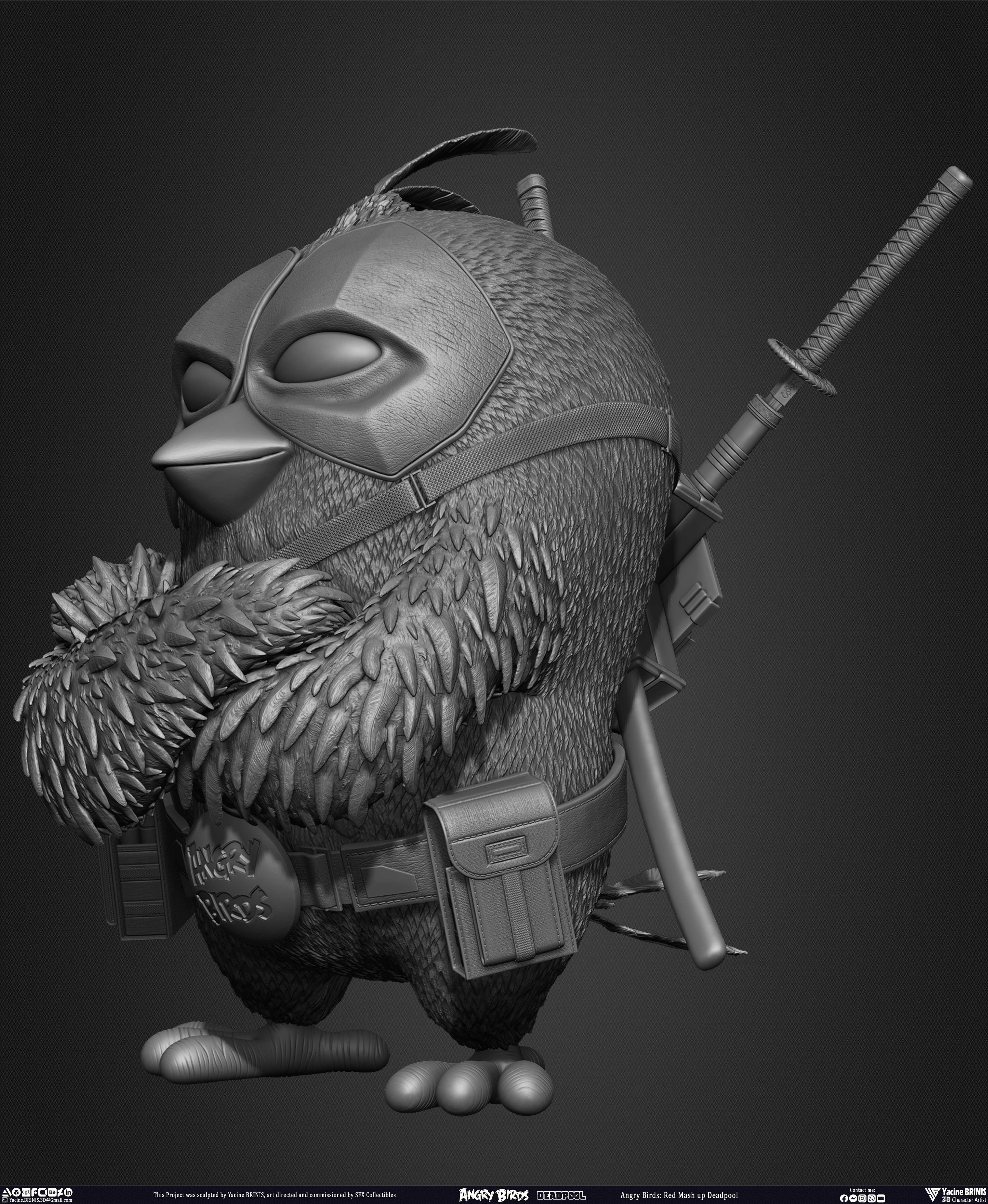 Red Mash Up Deadpool Angry Birds Movie 02 Rovio Entertainment sculpted By Yacine BRINIS 007