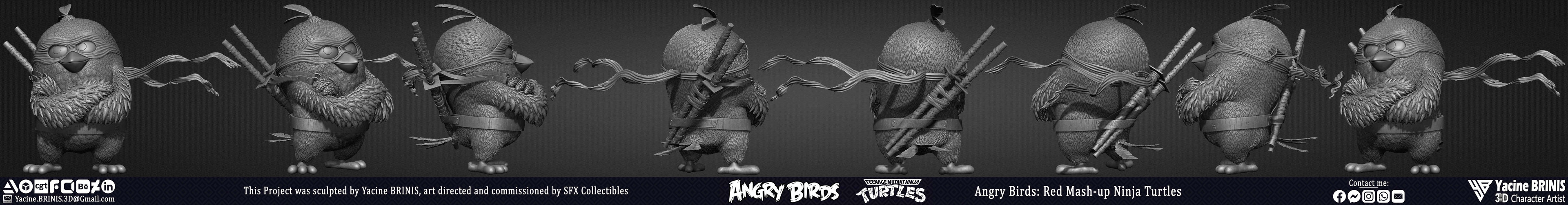 Red Mash up Ninja Turtle Angry Birds Rovio Entertainment sculpted By Yacine BRINIS 002