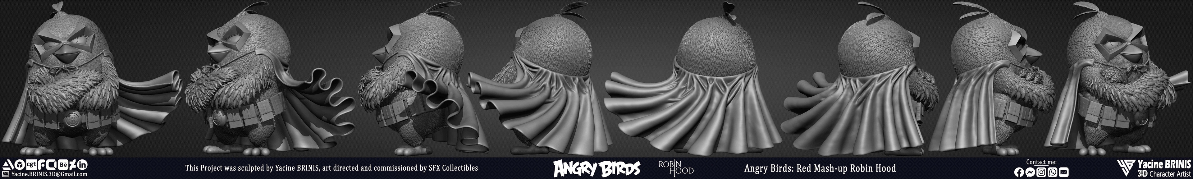 Red Mash up Angry Birds Movie 02 Robin Hood Rovio Entertainment sculpted By Yacine BRINIS 002