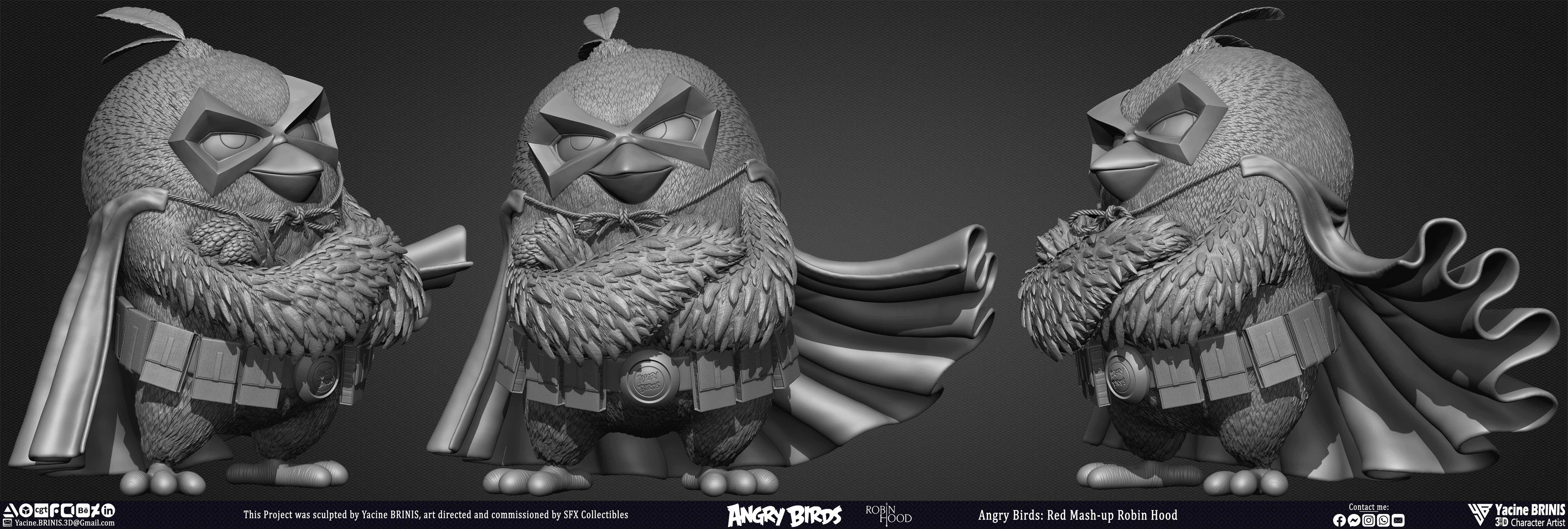 Red Mash up Angry Birds Movie 02 Robin Hood Rovio Entertainment sculpted By Yacine BRINIS 003