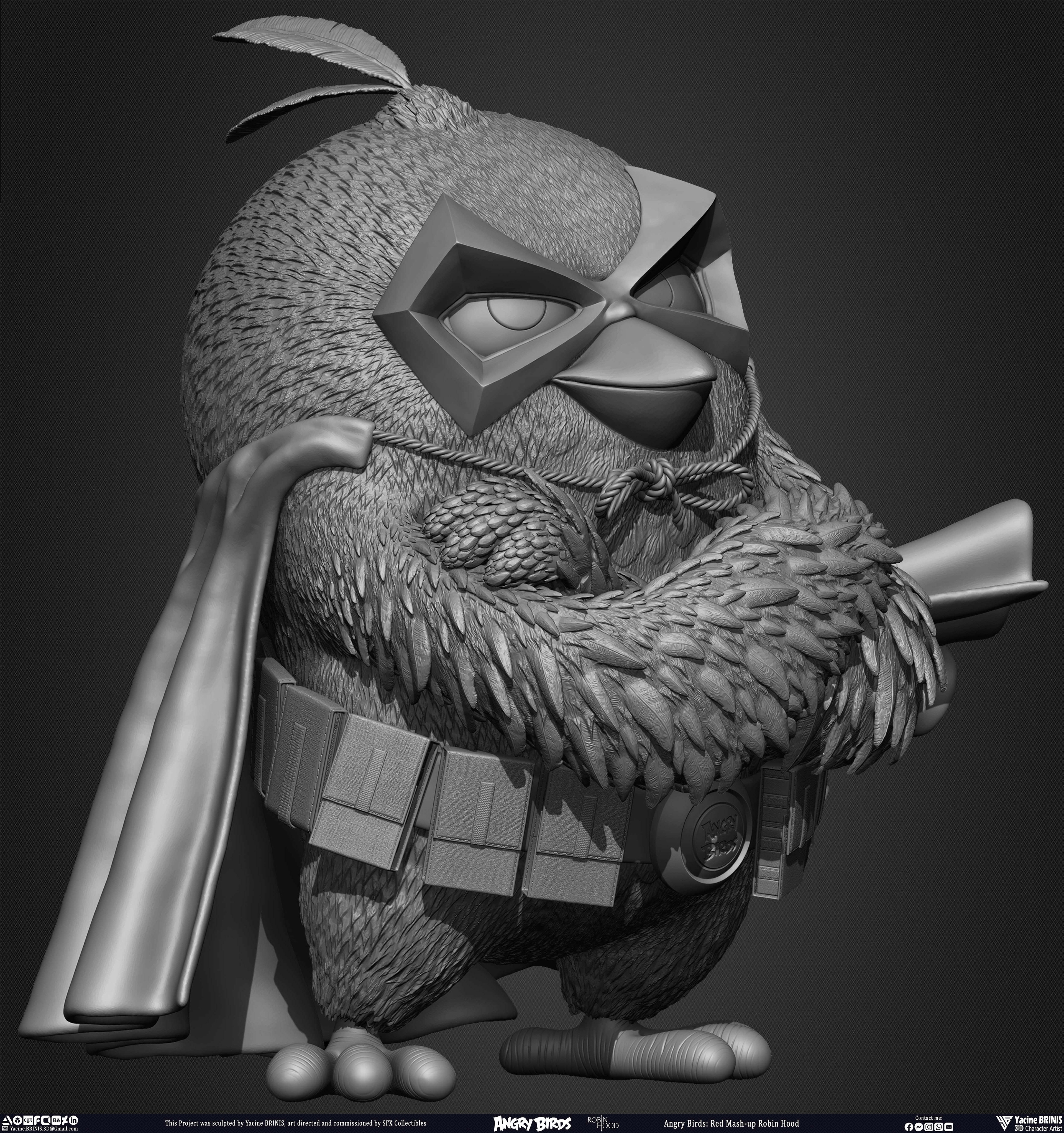 Red Mash up Angry Birds Movie 02 Robin Hood Rovio Entertainment sculpted By Yacine BRINIS 008
