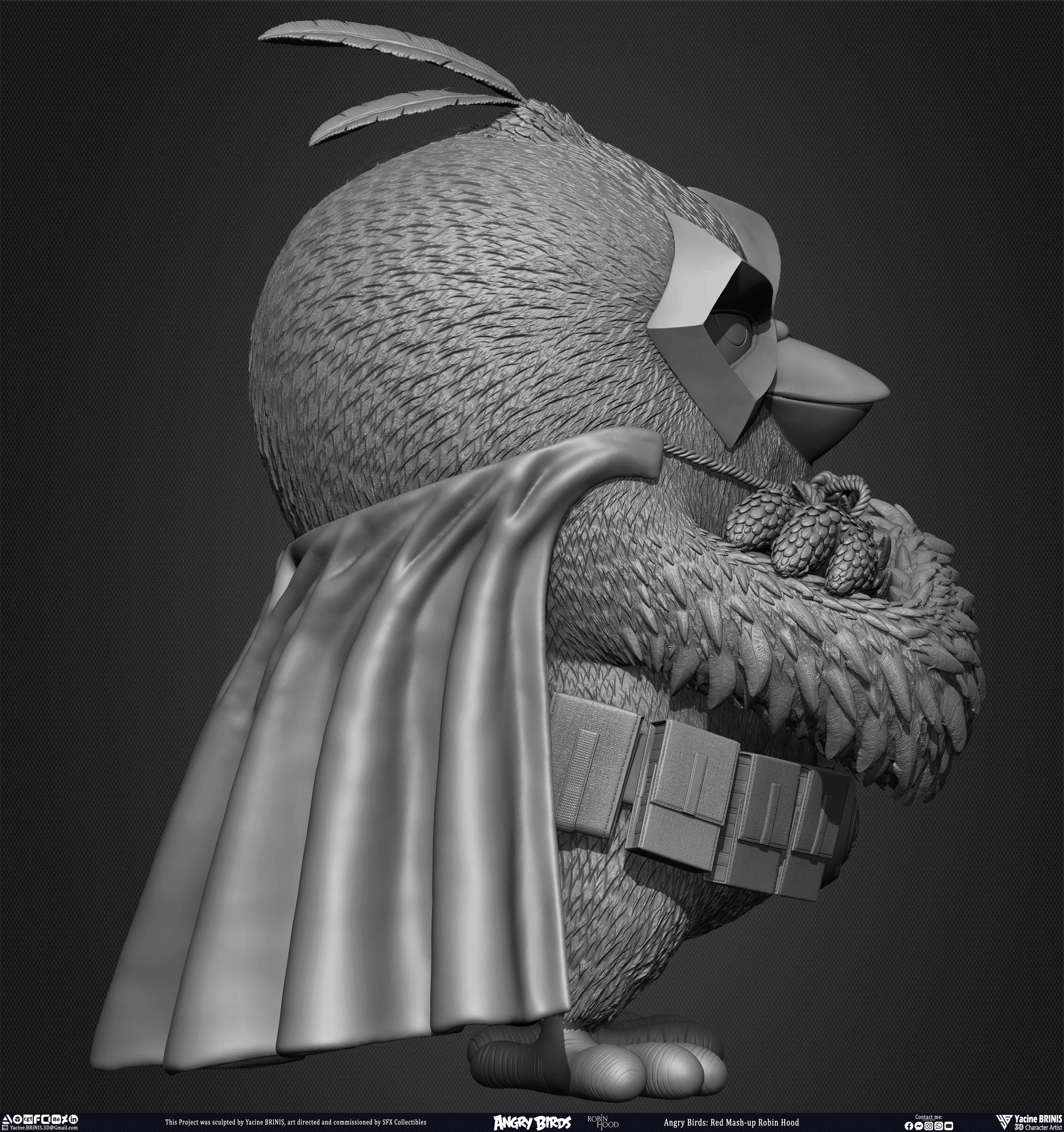 Red Mash up Angry Birds Movie 02 Robin Hood Rovio Entertainment sculpted By Yacine BRINIS 010