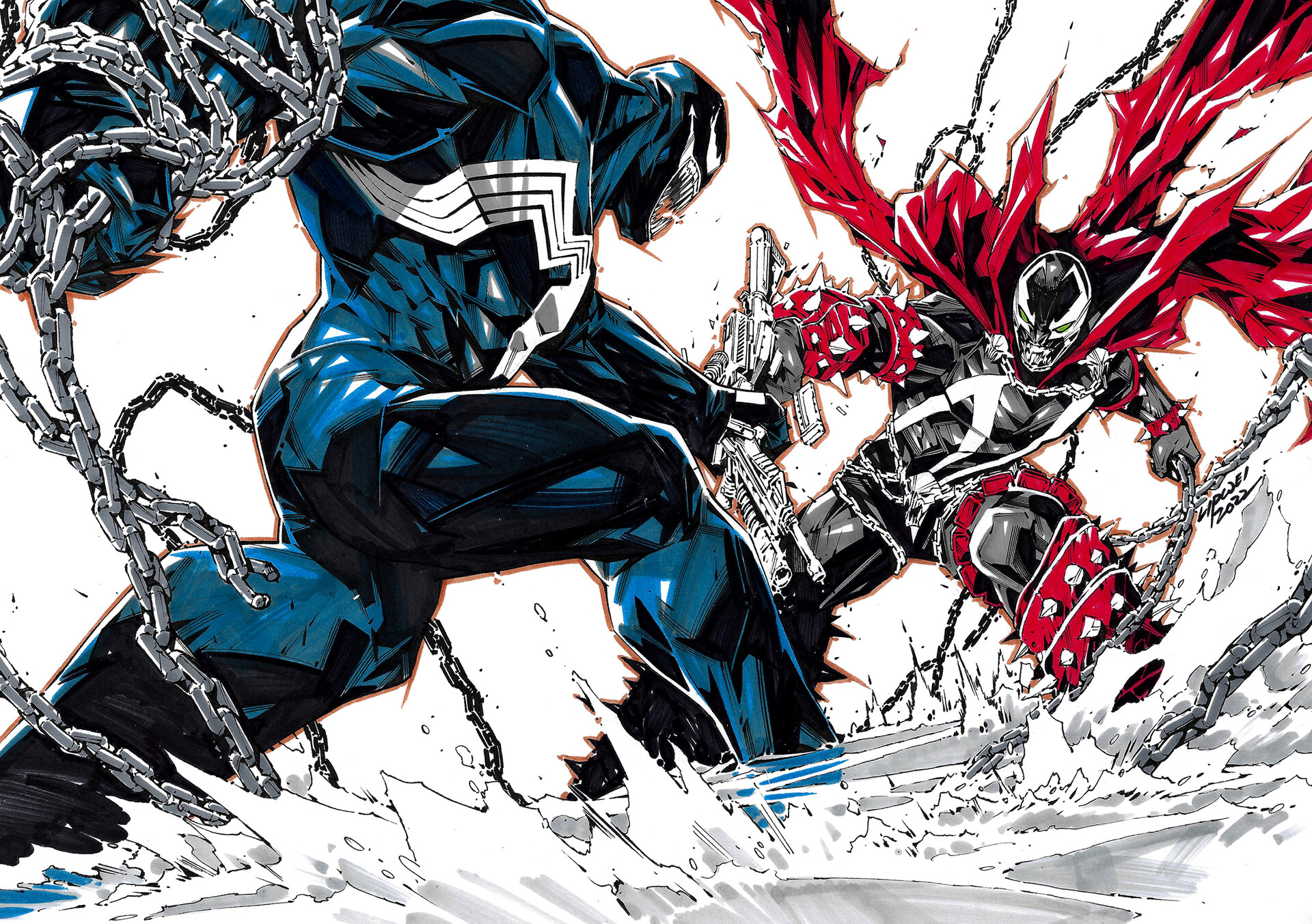 ArtStation - Comic Art Commission: Spawn VS Venom