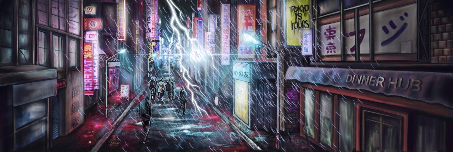 Premium AI Image  Stock photo of anime night city street with lights for  the night person