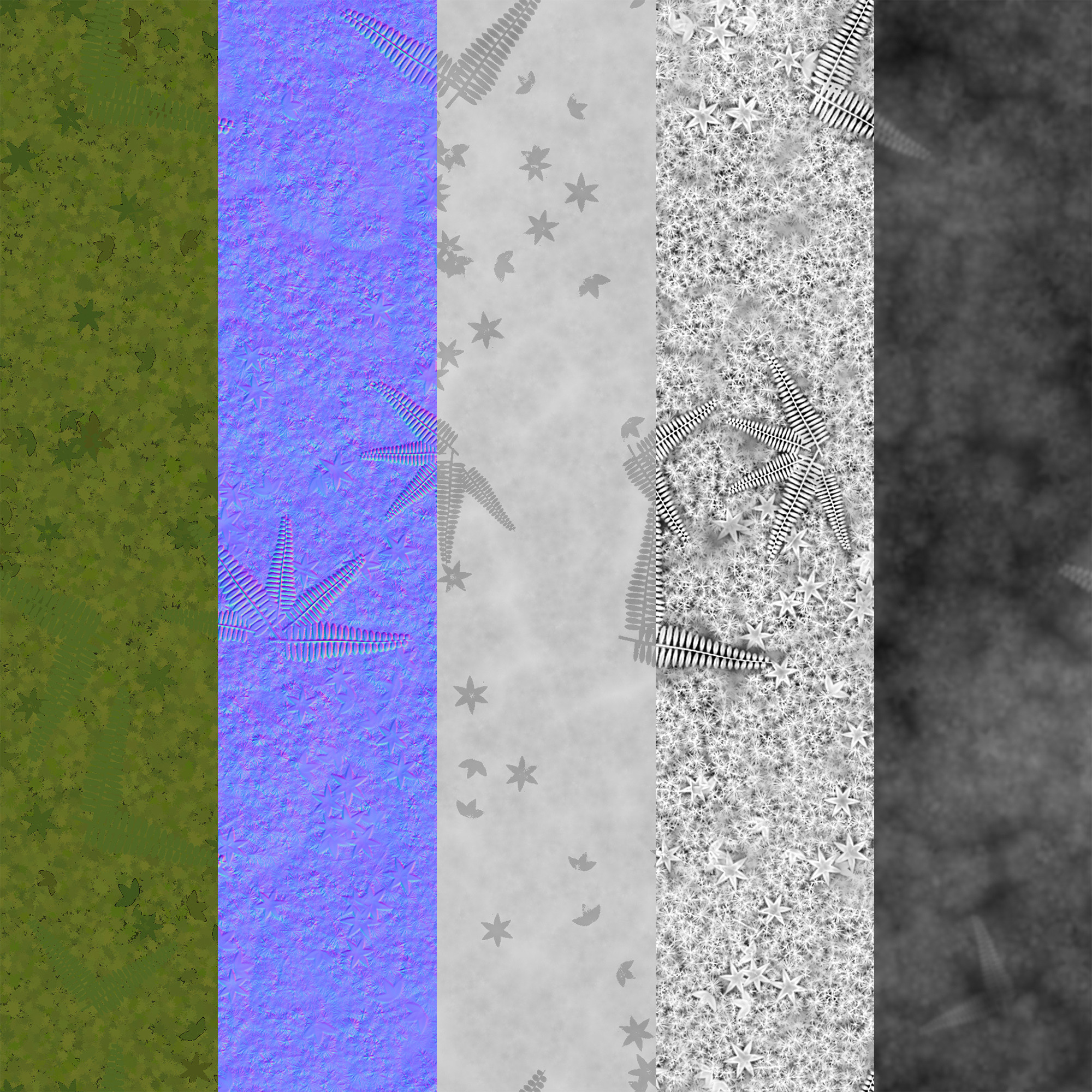 Base Color, Normal, Roughness, AO, Height