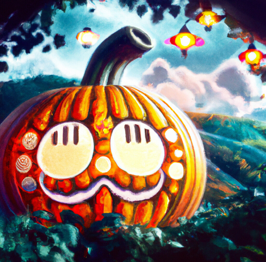 ArtStation - adorable jack-o'-lantern in nature