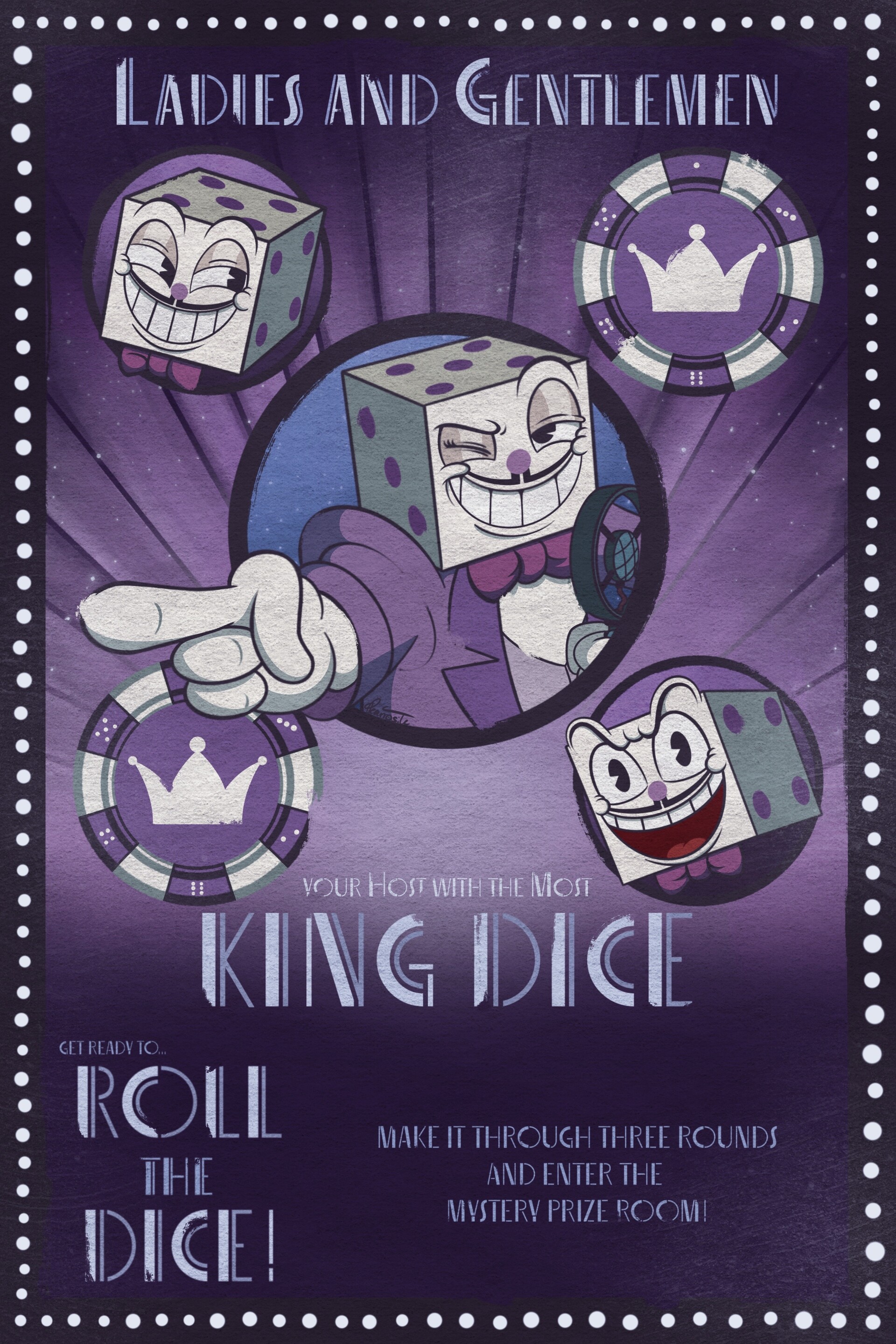 King Dice Original A4 Art Print Phasechan 
