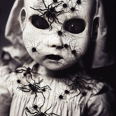 Dark philosophy darkphilosophy creepy baby doll covered with spiders ac99dff9 ac5c 4827 8360 351996b766ef