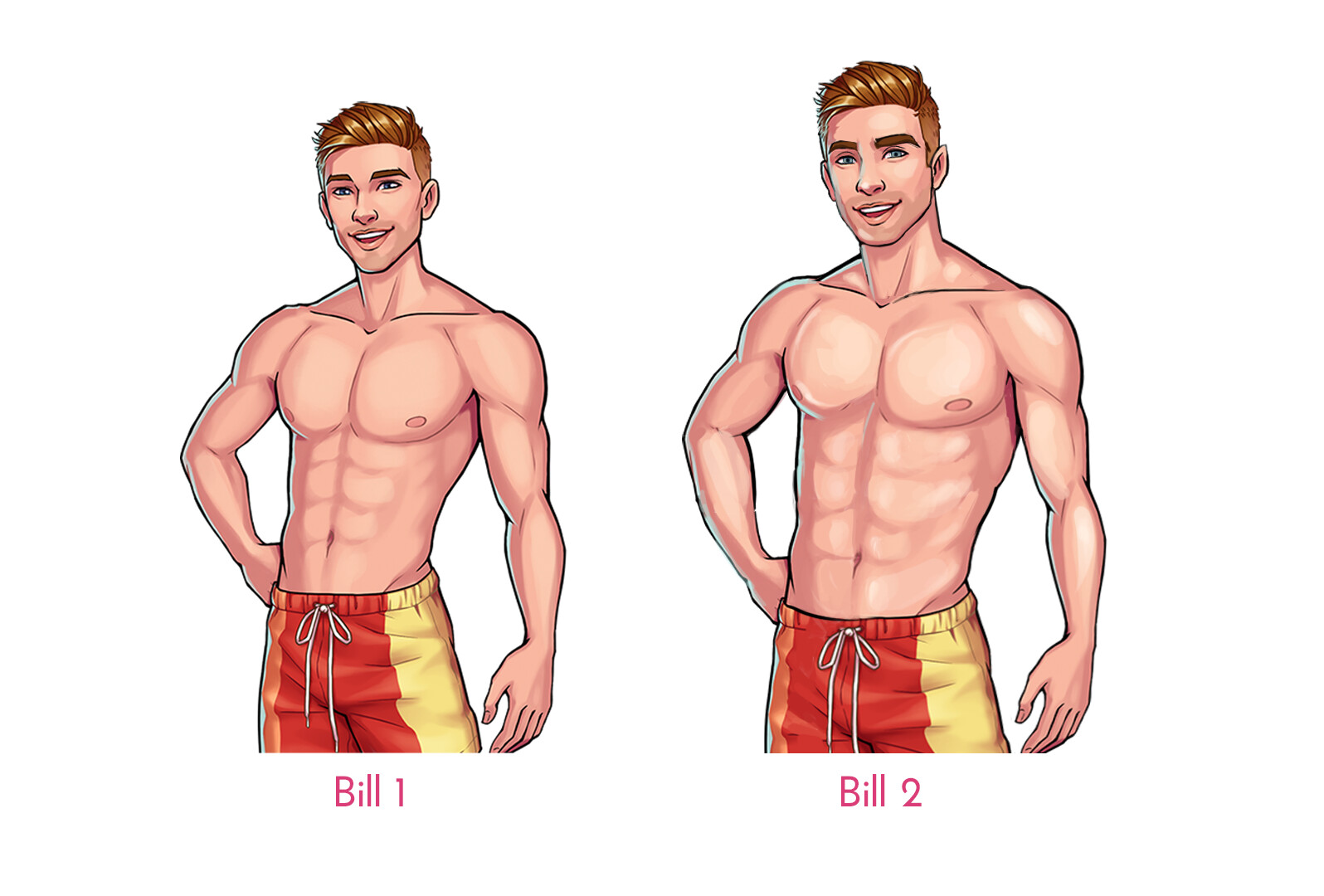 Using data and insight teams we tested different styles on our players and target audience. This had interesting findings and we evolved the style accordingly. Here we made Bill more mature and less cartoon which led to a winning style for Season 4.