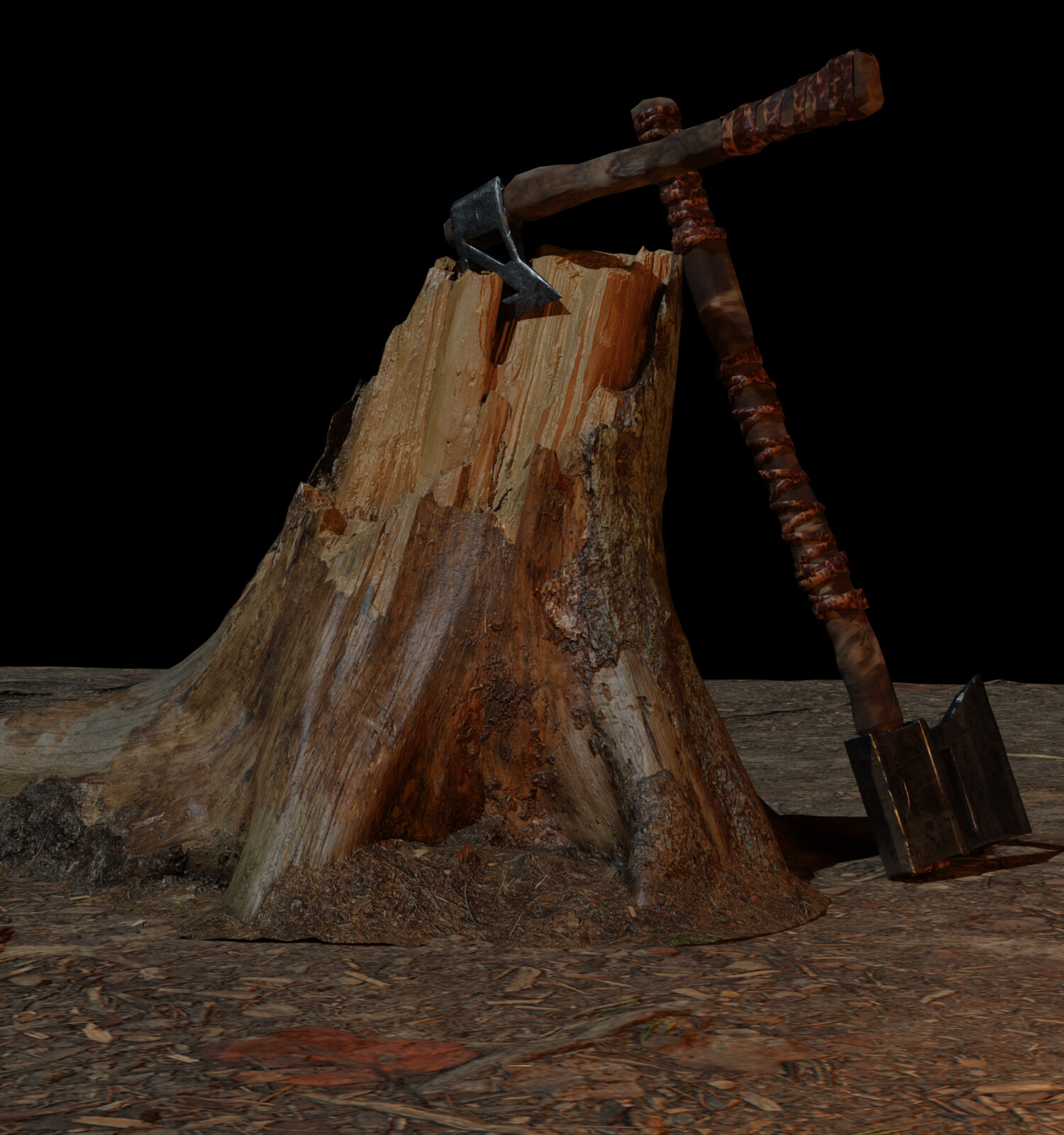 The Islanders Axes 3 (Tree Stump NOT modelled by me)