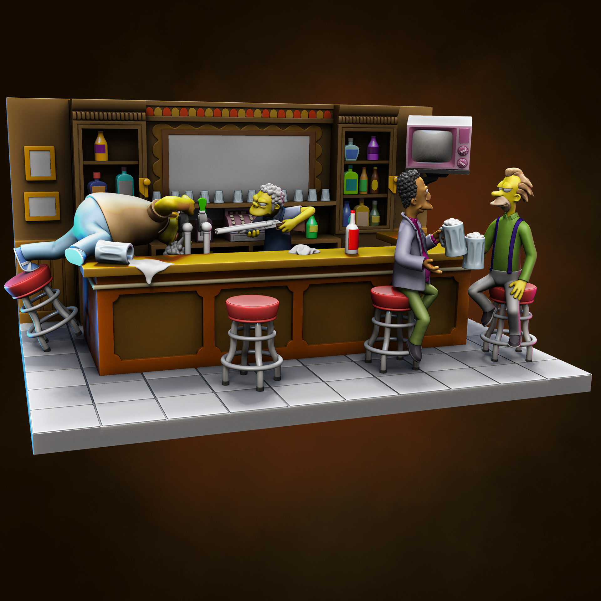 ArtStation The Simpsons Moe #39 s Bar diorama fan art