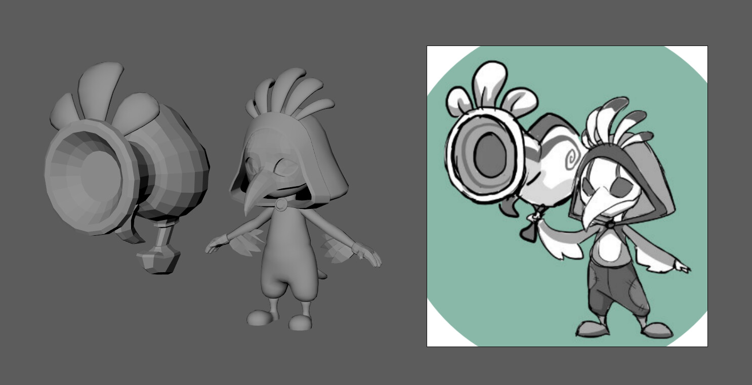Concept I was provided on the right, and the model I made on the left