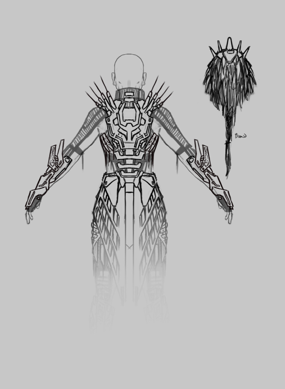 Main character armor sketch back