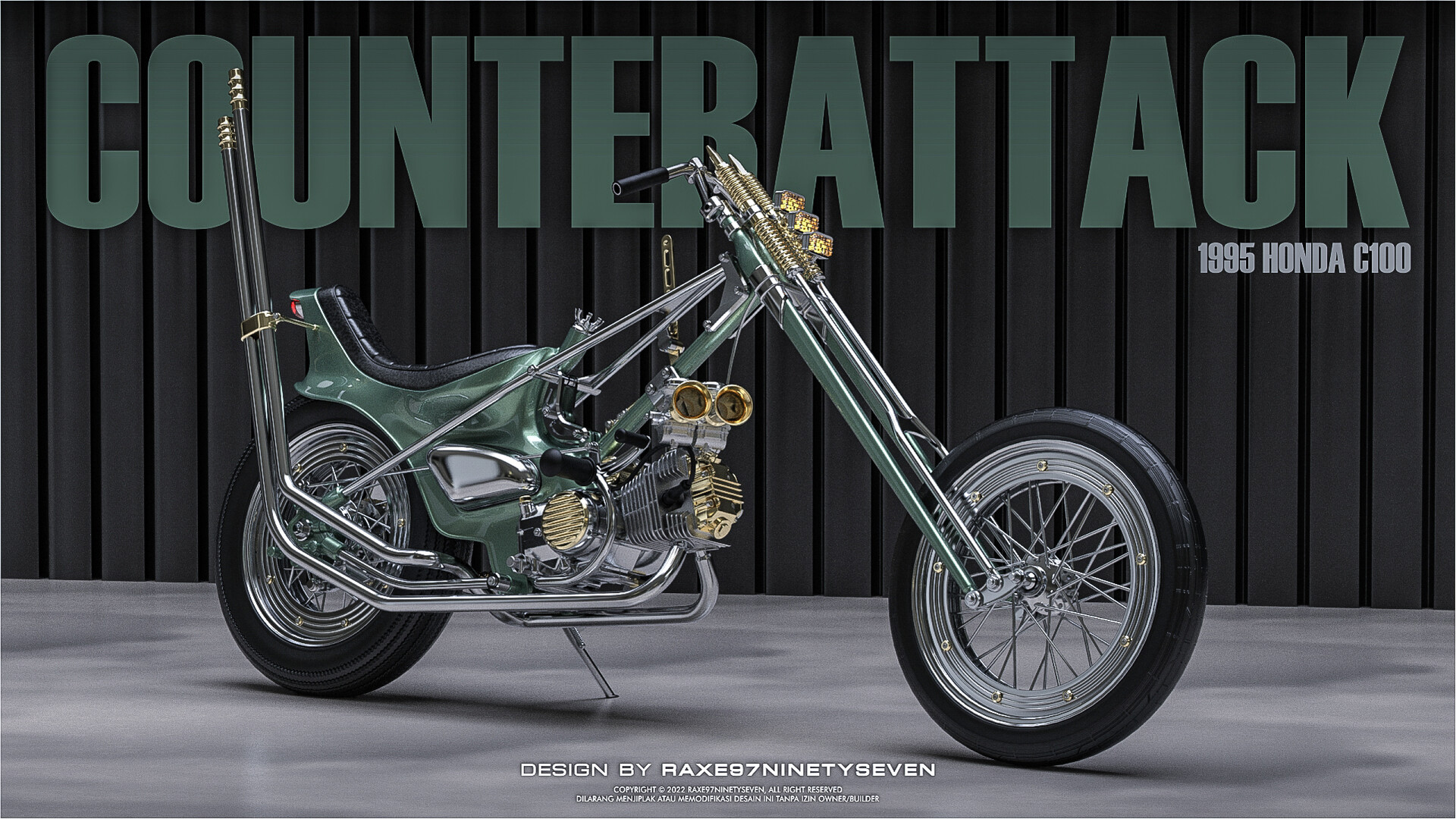 ArtStation COUNTERATTACK 1995 HONDA C100 GRAND CHOPPY CUB 3D DESIGN BY RAXE97NINETYSEVEN