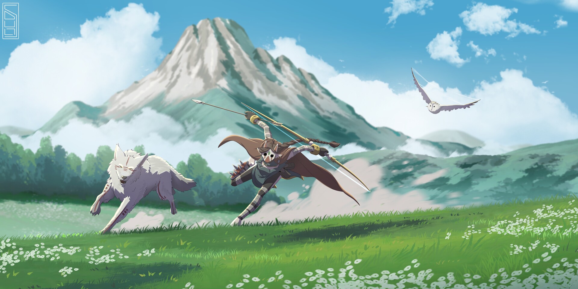 ArtStation - Artemis Hunting with her Hound and Owl