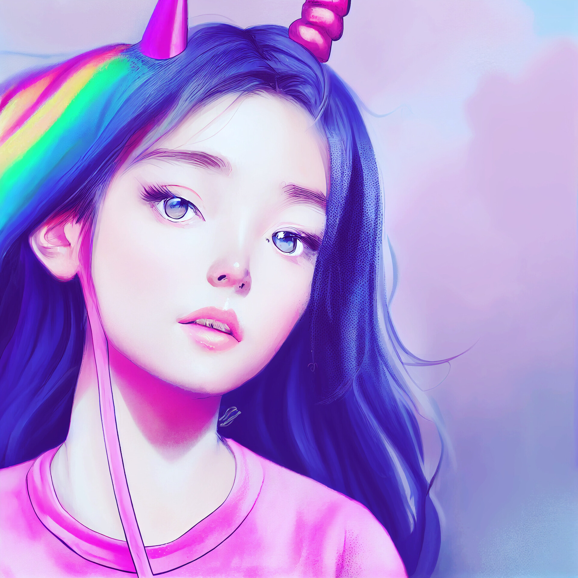 Wallpaper girl heterochromia unicorn toy anime art hd picture image