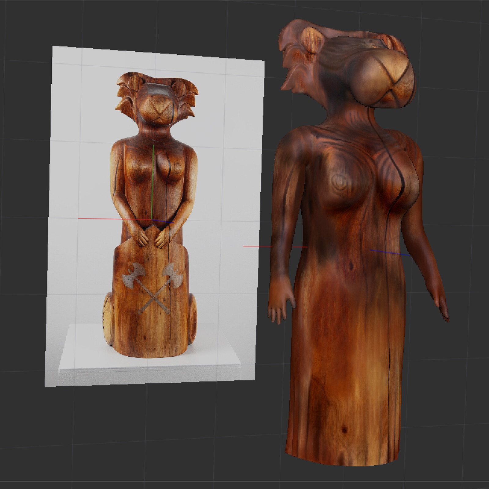 Screengrab of my texturing process in ZBrush using a photo as reference. 
