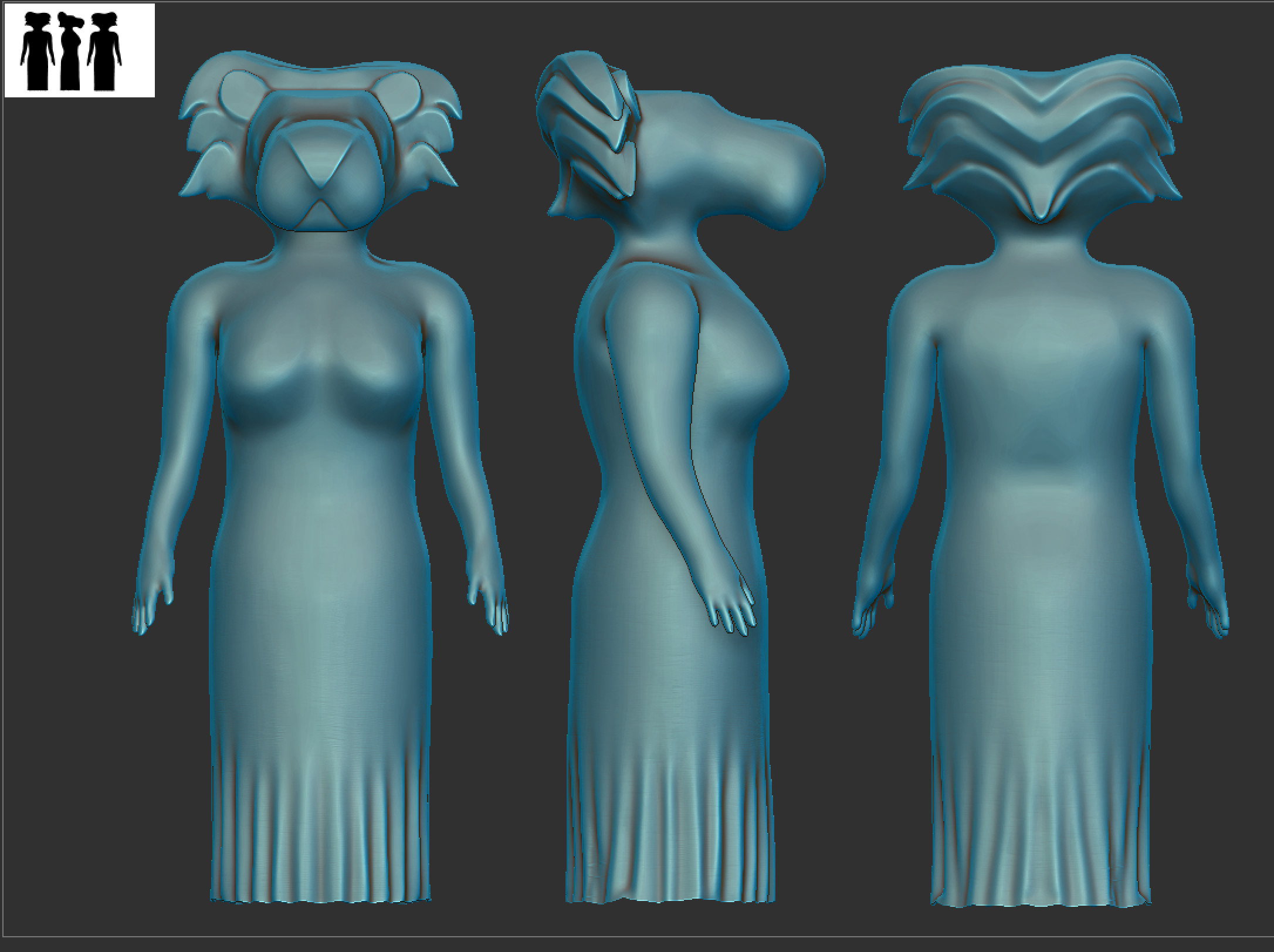 Screengrab of the sculpt in ZBrush