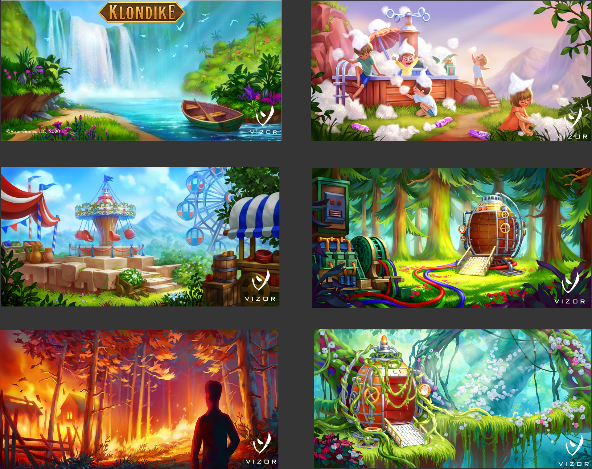 ArtStation landscapes for Klondike (Vizor Games)