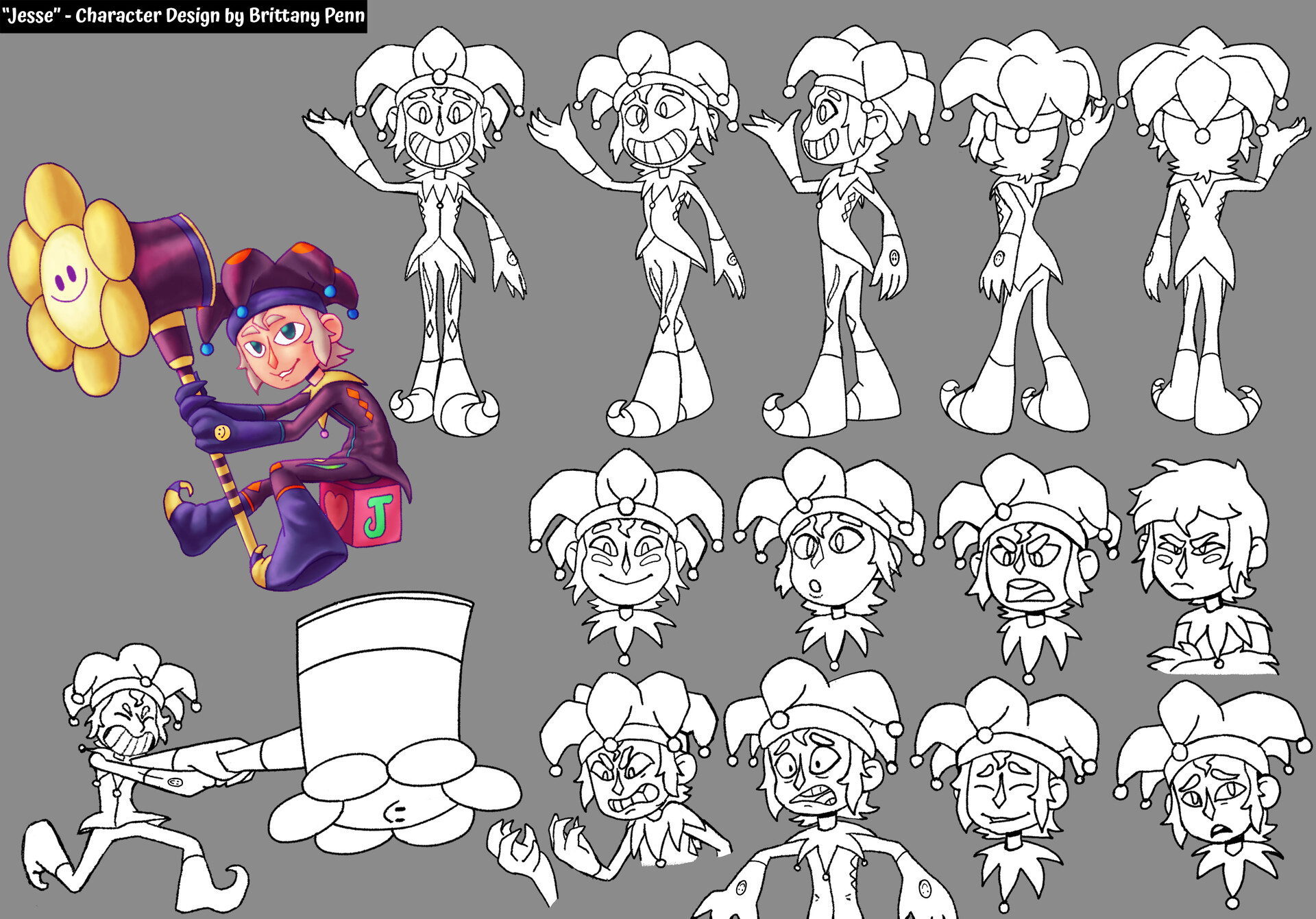 Blue Hair Jester Character Design - wide 6