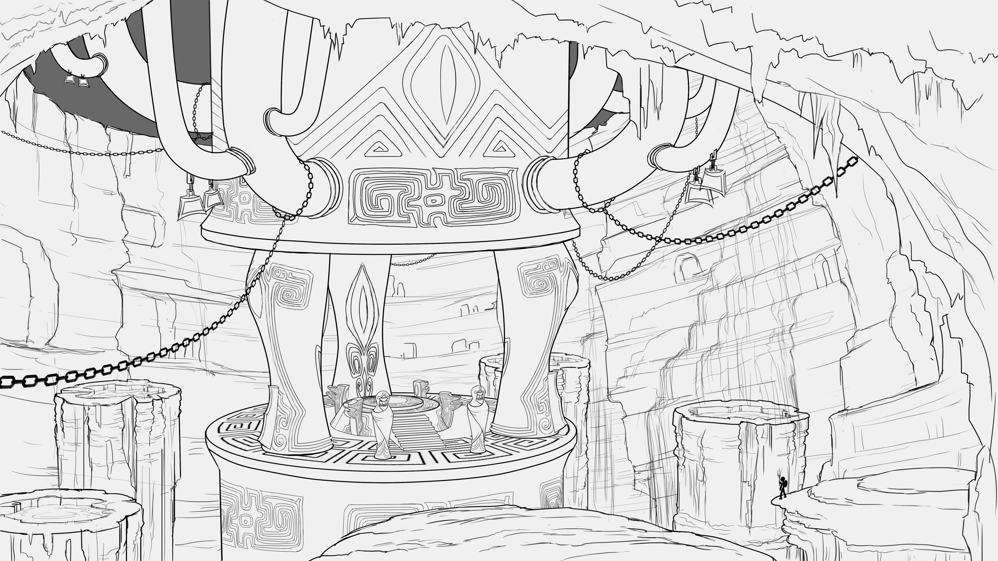 Ancient Bronze Tree_line sketch