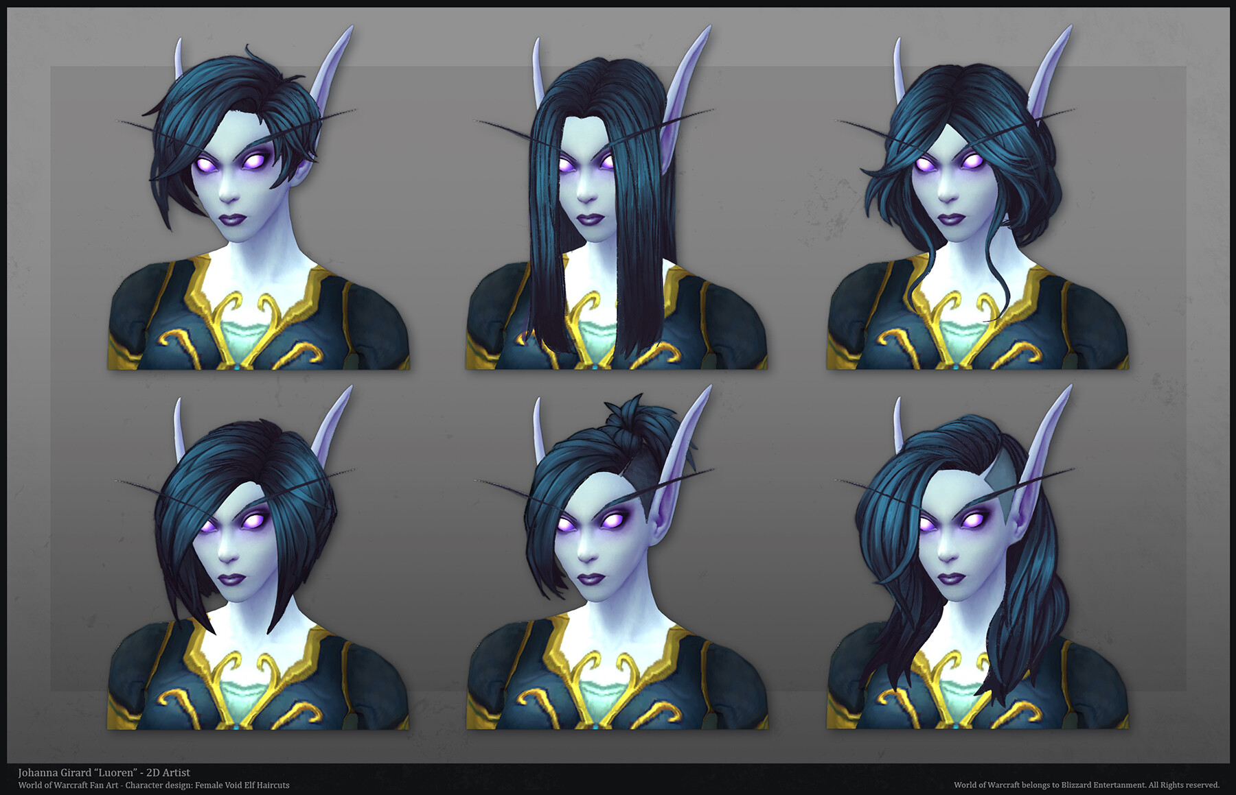 Johanna Girard - World of Warcraft - Void elves new Haircut concepts