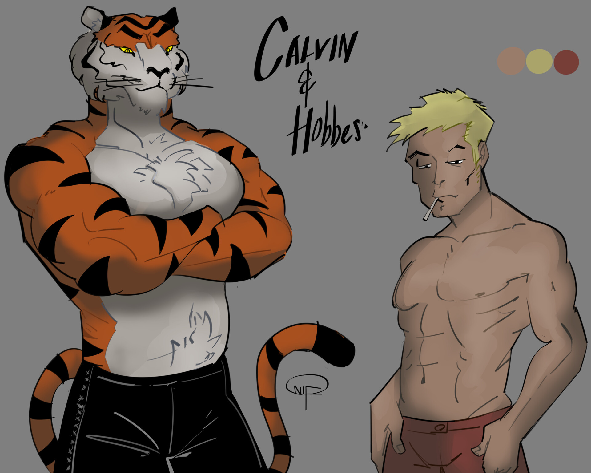 ArtStation - Calvin and Hobbes fight club