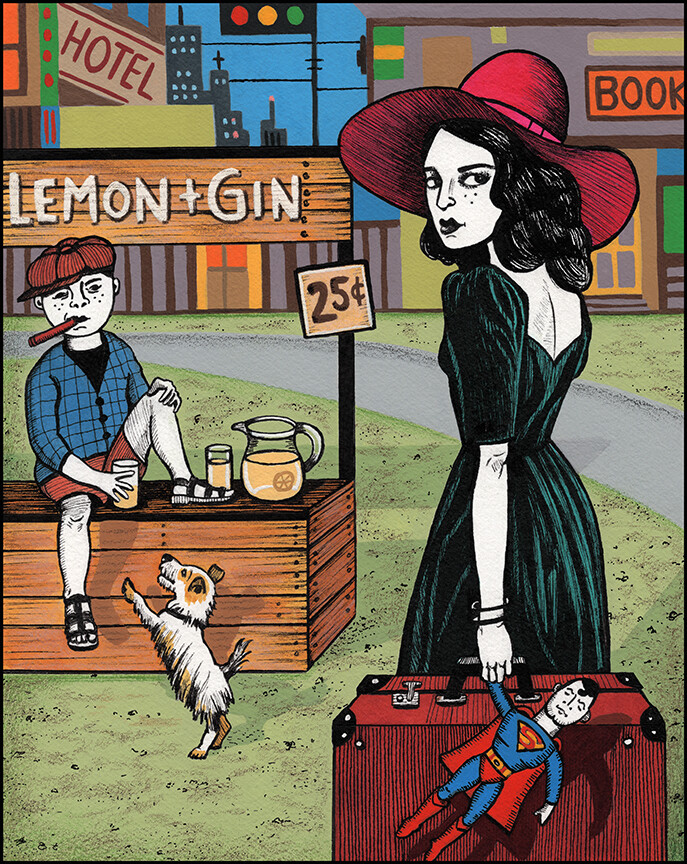 Mabel Melody played her last tune
for a buck, 
packed a bag and a horseshoe 
for luck...
to find her boy Fynn, 
who's been selling lemonade &amp; gin 
and get outta this city of sin.
